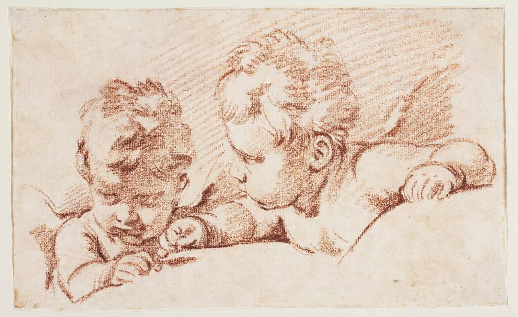 To putti. Udkast til dørstykke på Amalienborg, Francois Boucher, 1703-1770