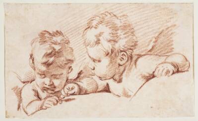 To putti. Udkast til dørstykke på Amalienborg