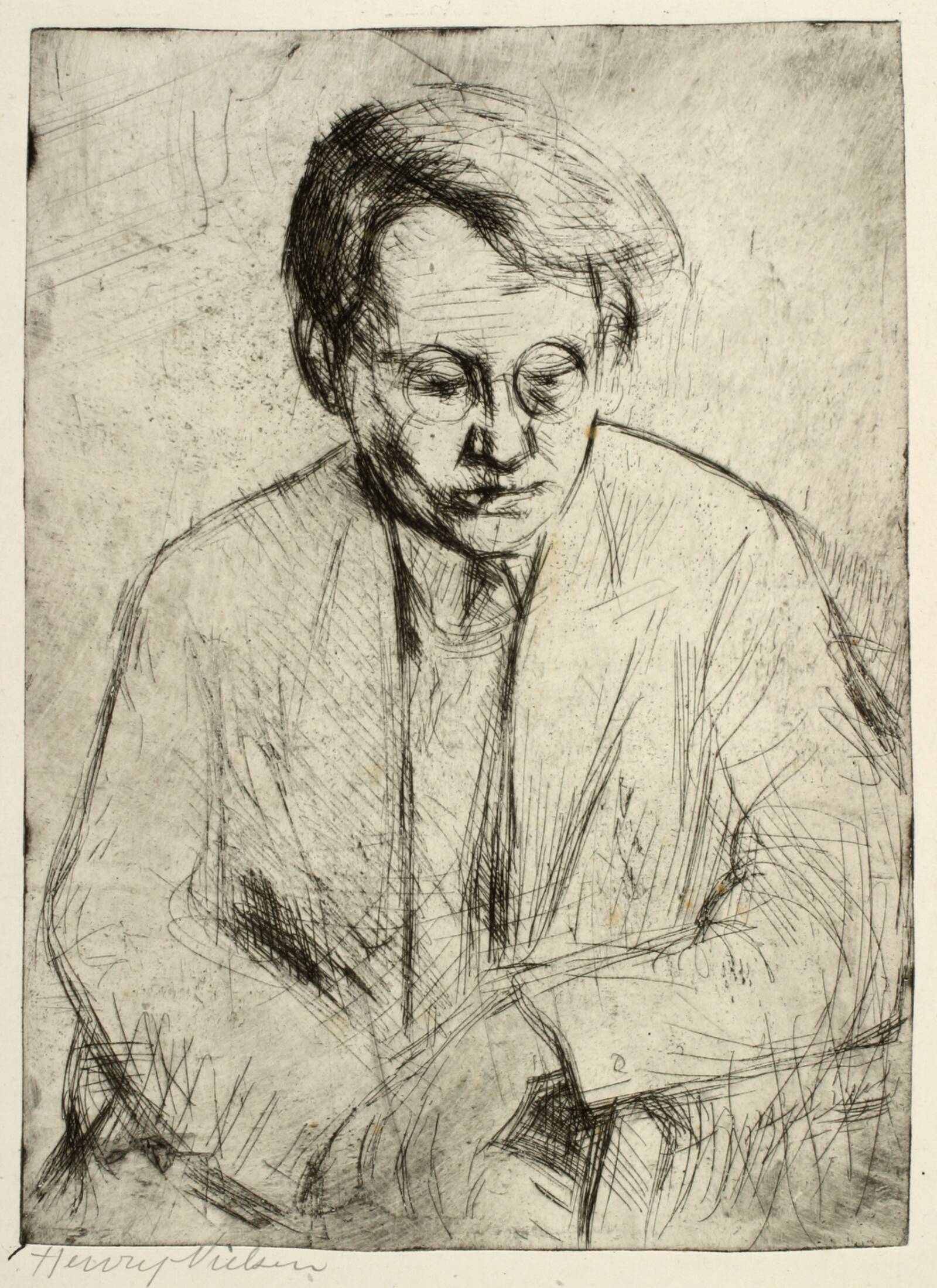 Siddende mand, Henry Nielsen, 1935