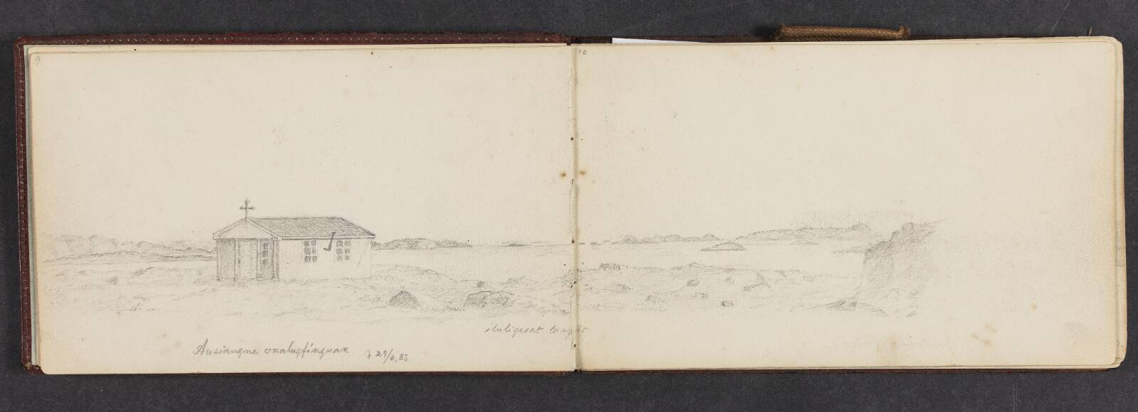 Landskab med kirke, Lars Møller, 1883
