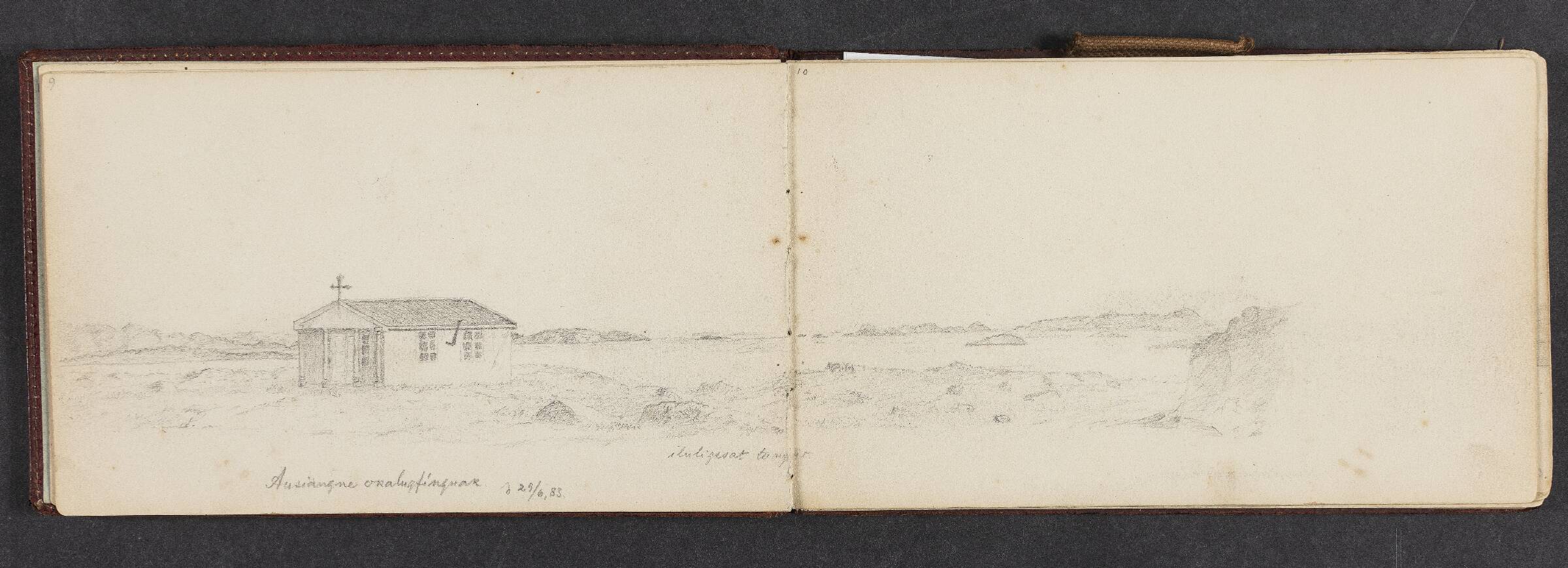 Landskab med kirke, Lars Møller, 1883