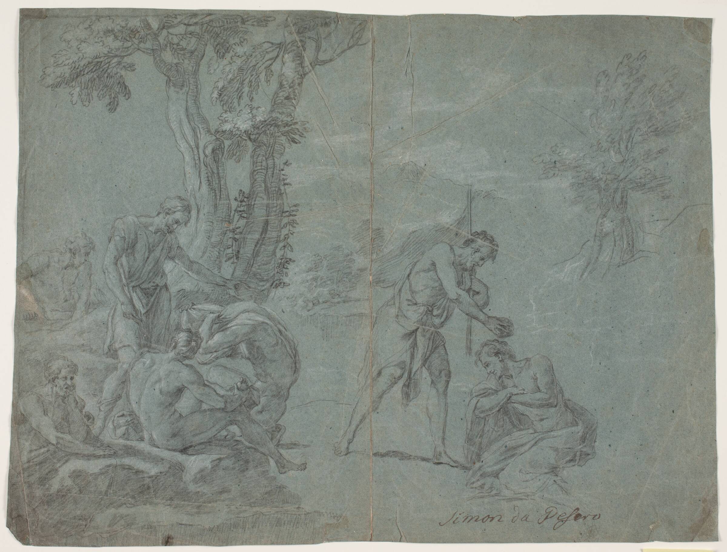 Christi daab. Antikstudie efter en fremstilling af Simone Cantarini, Hendrik Krock, 1671-1738