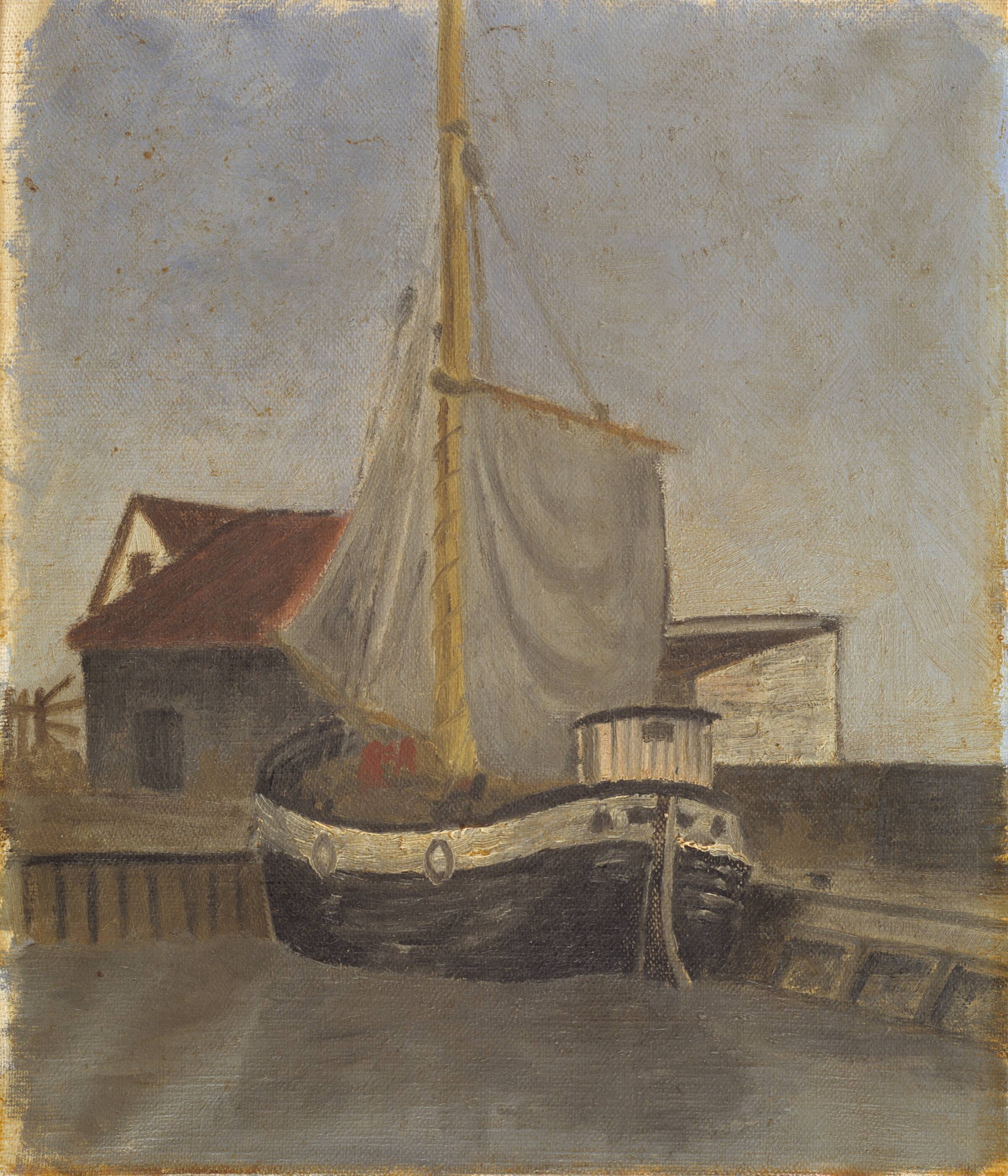 Kastrup havn med fiskekutter, Richard Mortensen, 1927-1928