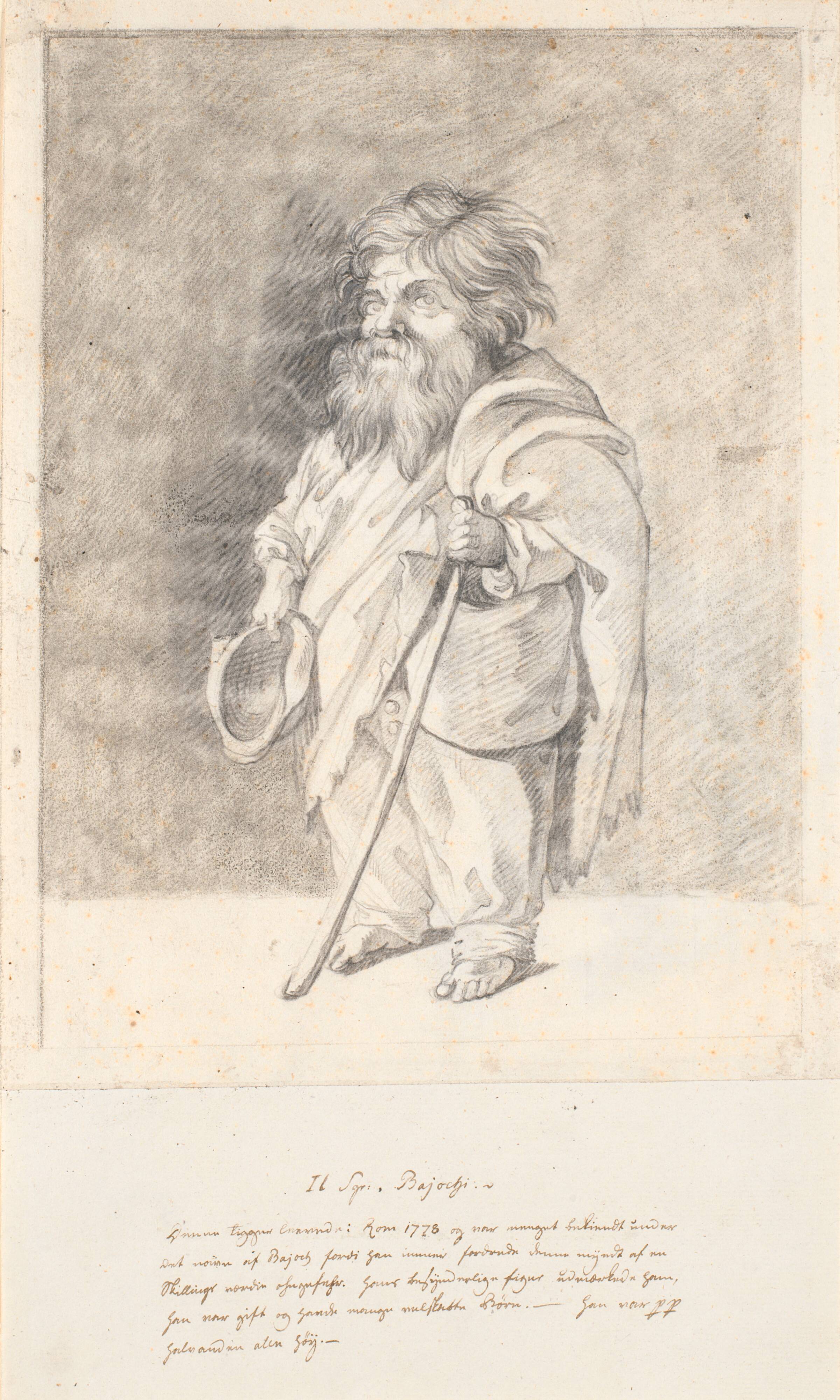 Den romerske dværg Francesco Ravai, kaldet Bajocco. Hel figur, trekvart profil mod venstre, Jens Juel, 1774-1776