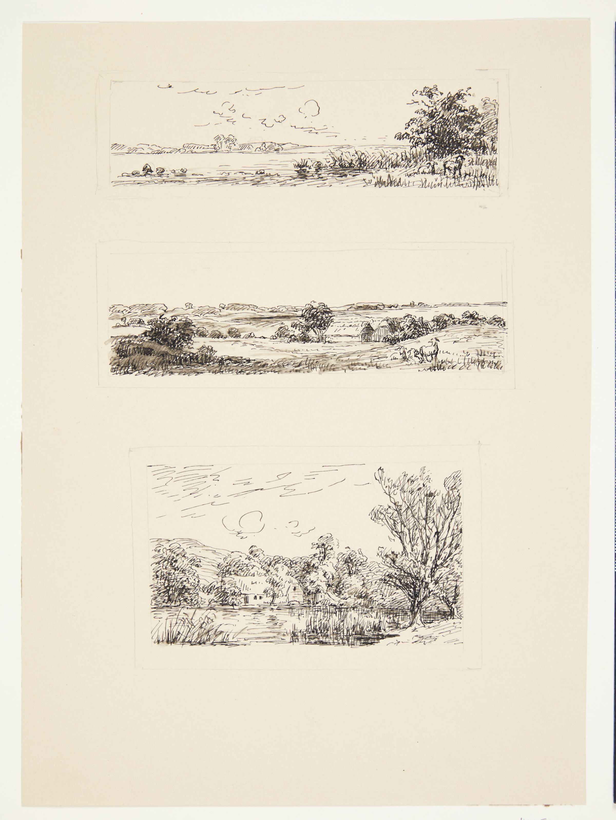Blad med tre små landskaber, Louise Ravn-Hansen, 1864-1909