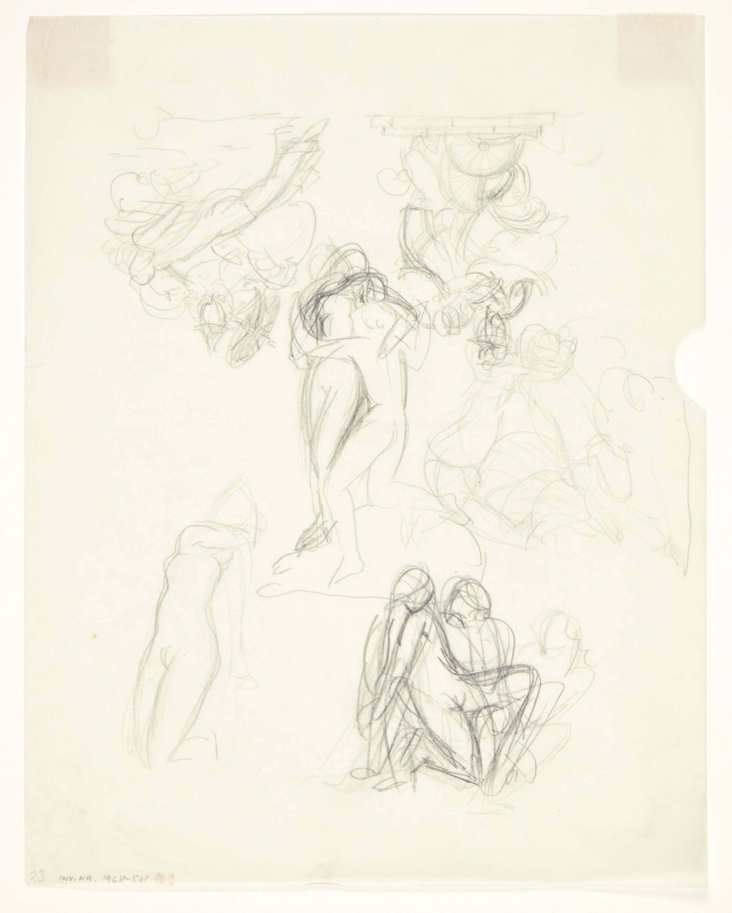 Seks udkast til statuetter, deraf to til "kineserier", Gerhard Henning, 1920-1929