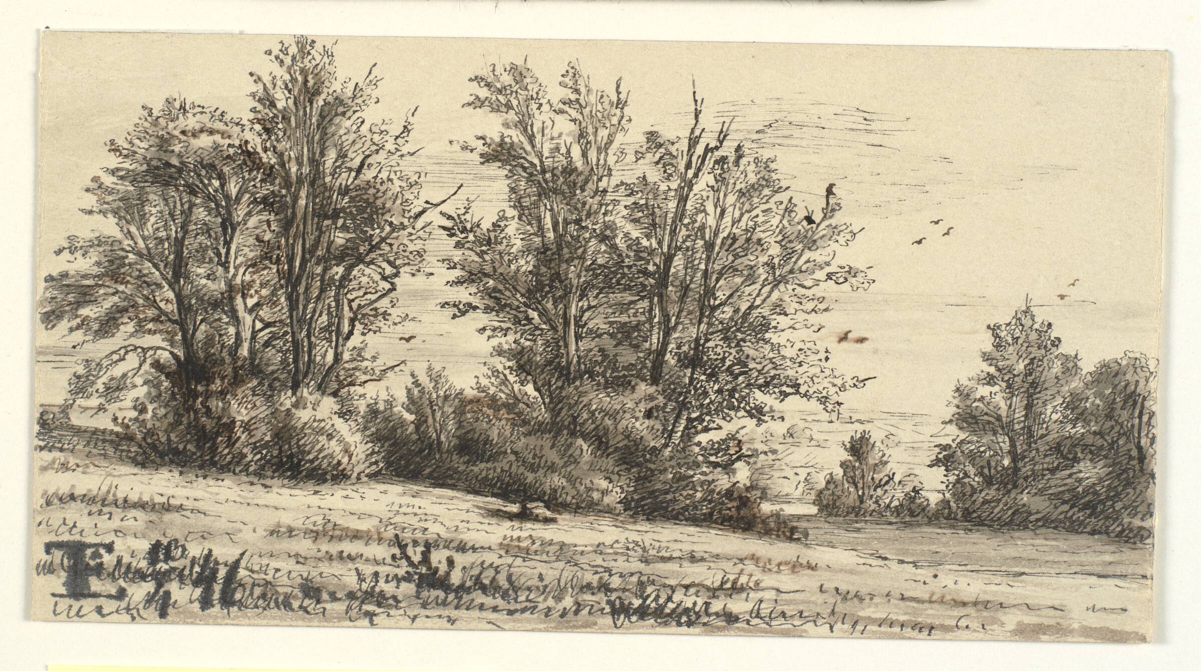 Landskab med trægrupper, Eleonora Tscherning, 1841