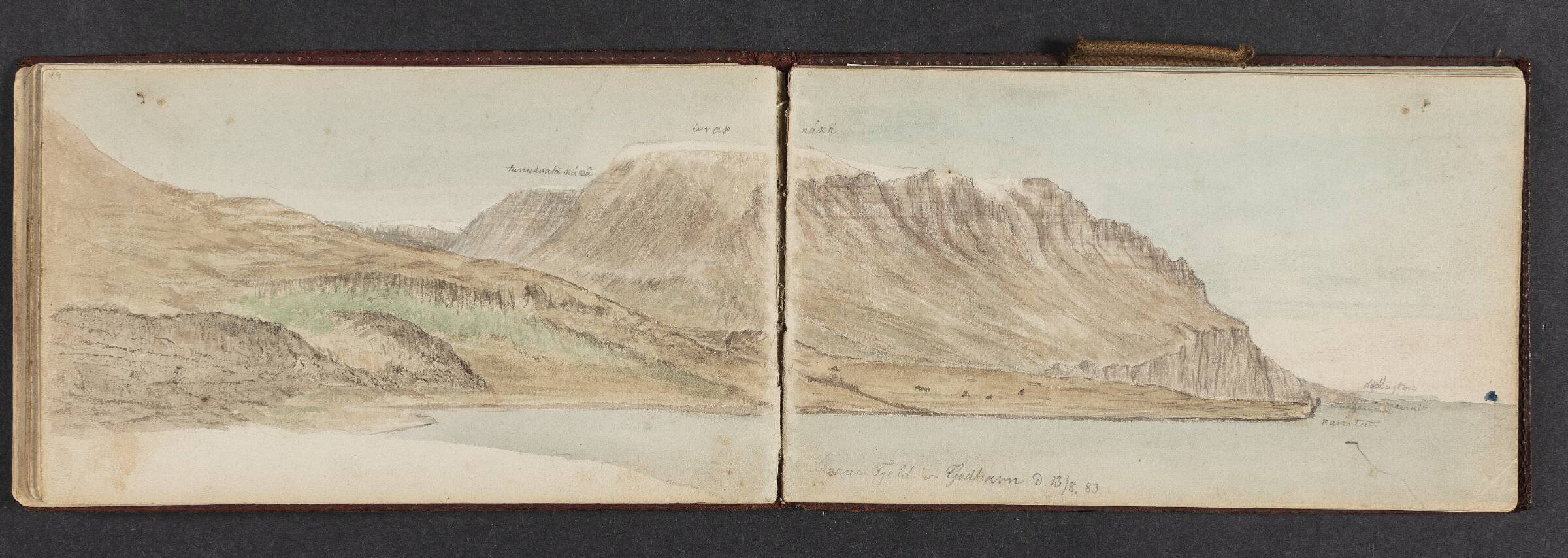 Kystlinie med fjelde, Godhavn, Lars Møller, 1883