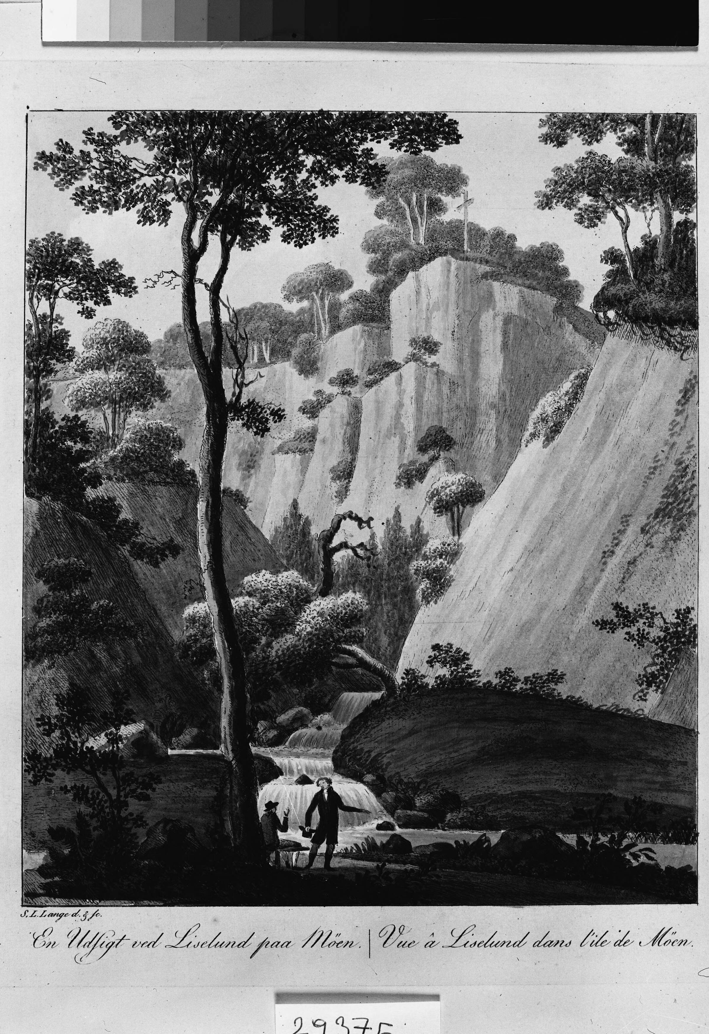 En udsigt ved Liselund på Møen, Søren L. Lange, 1805