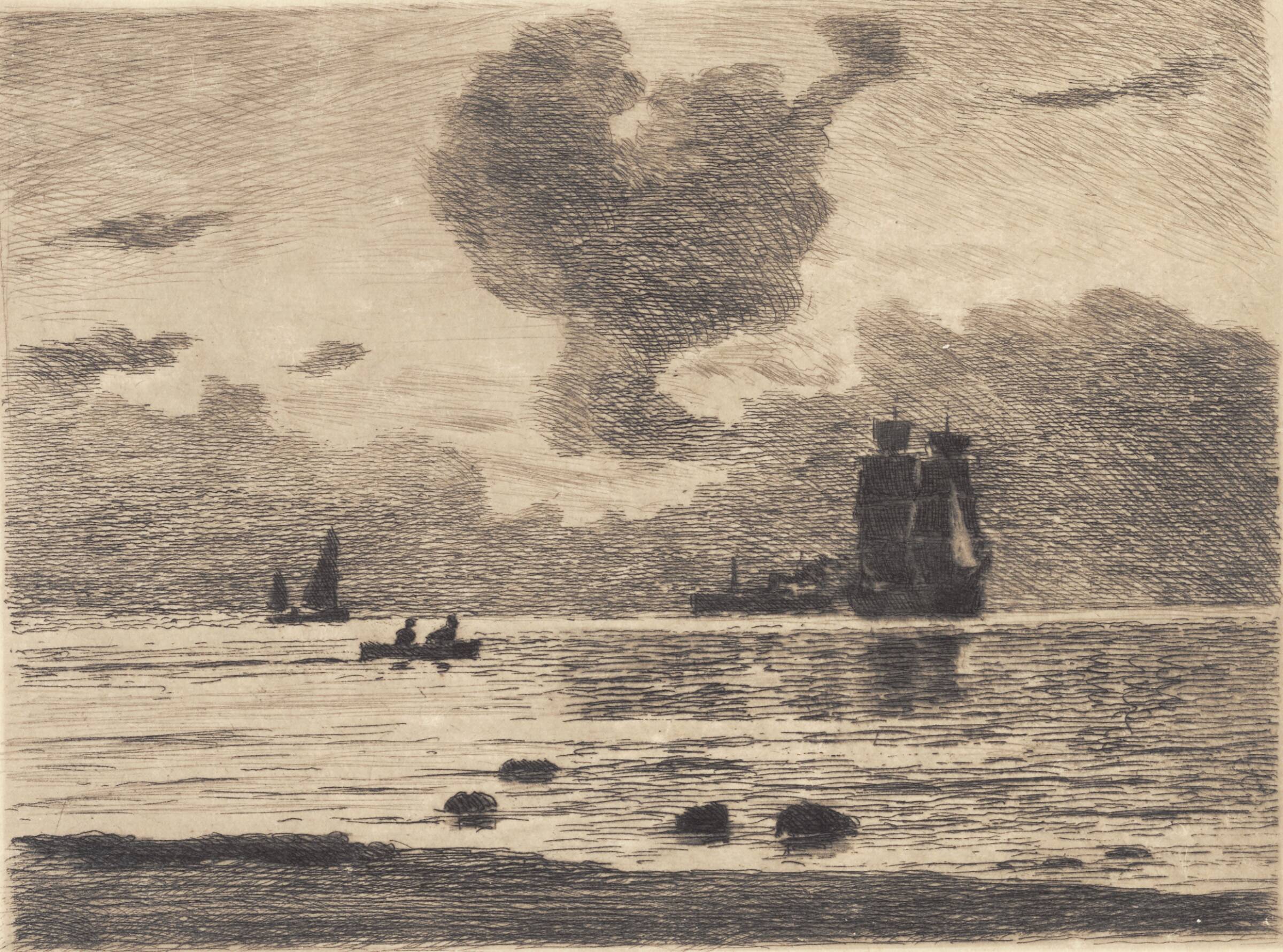 Aften på havet, Carl Locher, 1893