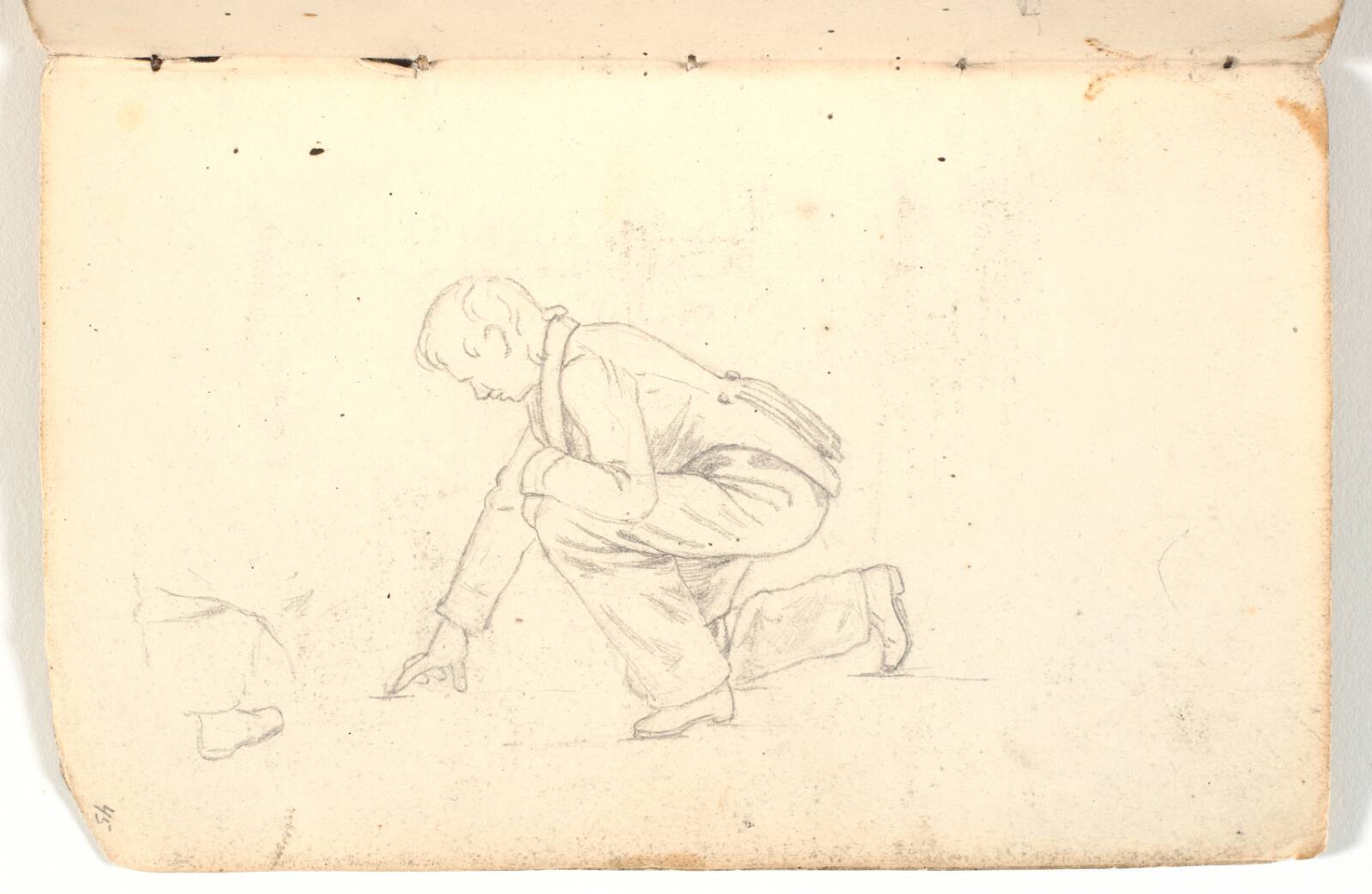 Mand, der bøjer sig ned, Martinus Rørbye, 1825-1826
