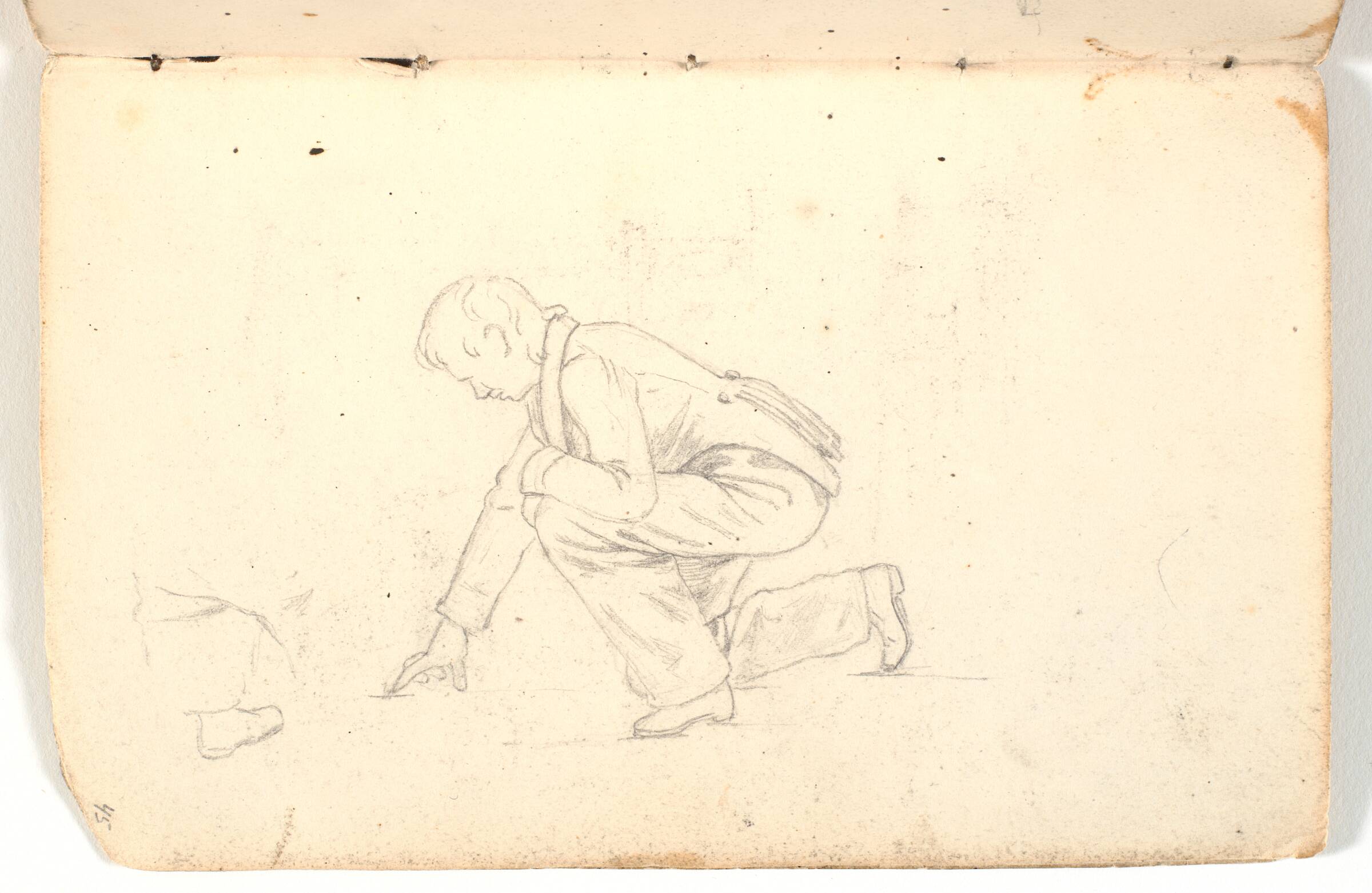 Mand, der bøjer sig ned, Martinus Rørbye, 1825-1826