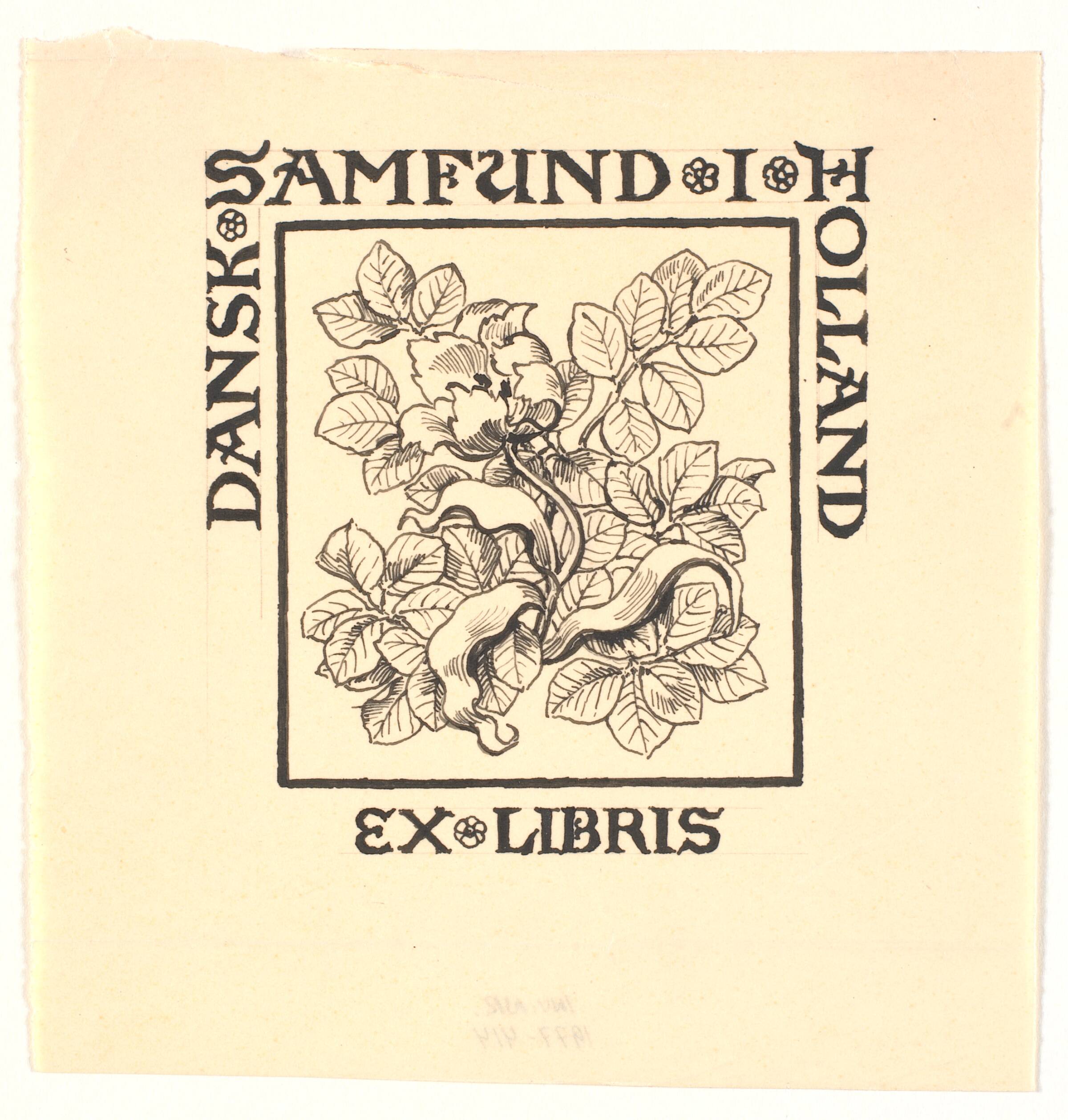 Udkast til ekslibris for Dansk Samfund i Holland, Joakim Skovgaard, 1856-1933