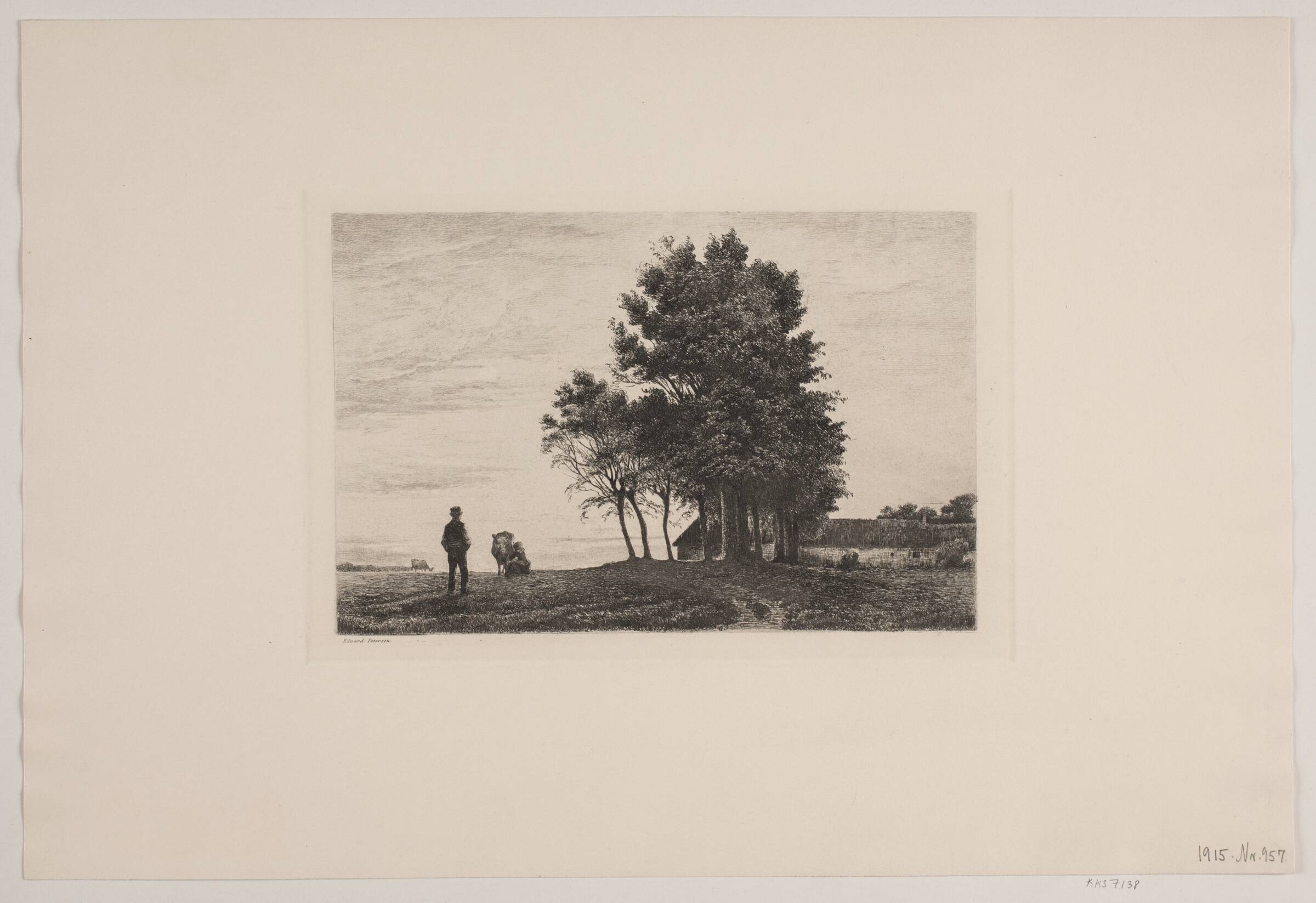 Aften udenfor en bondegård, Edvard Petersen, 1850-1899