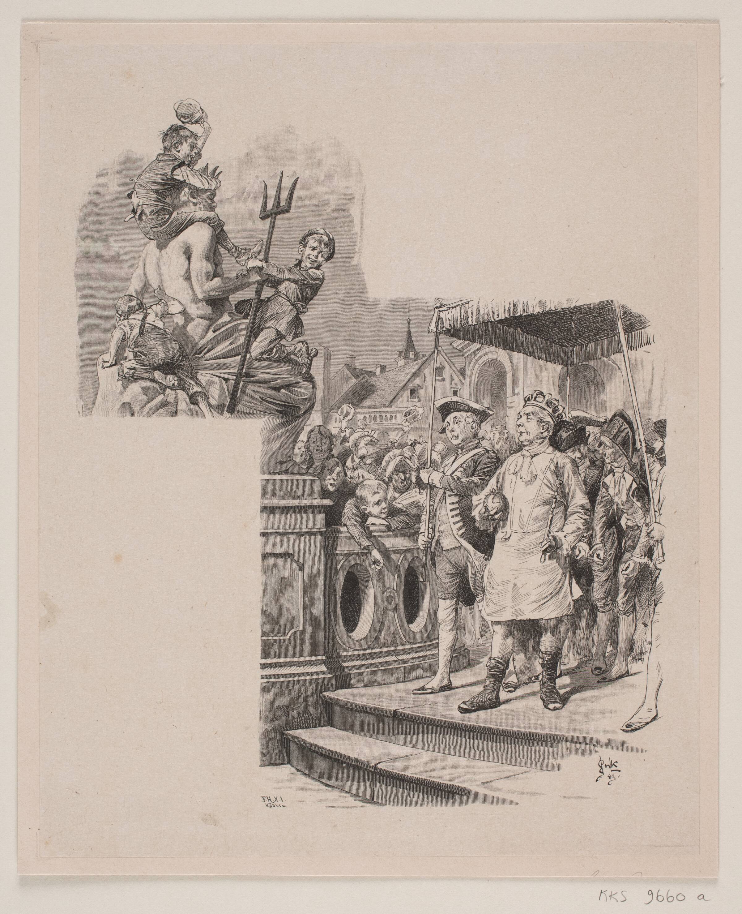Illustration til H.C. Andersen: "Kejserens nye klæder", Ludvig Købke, 1895
