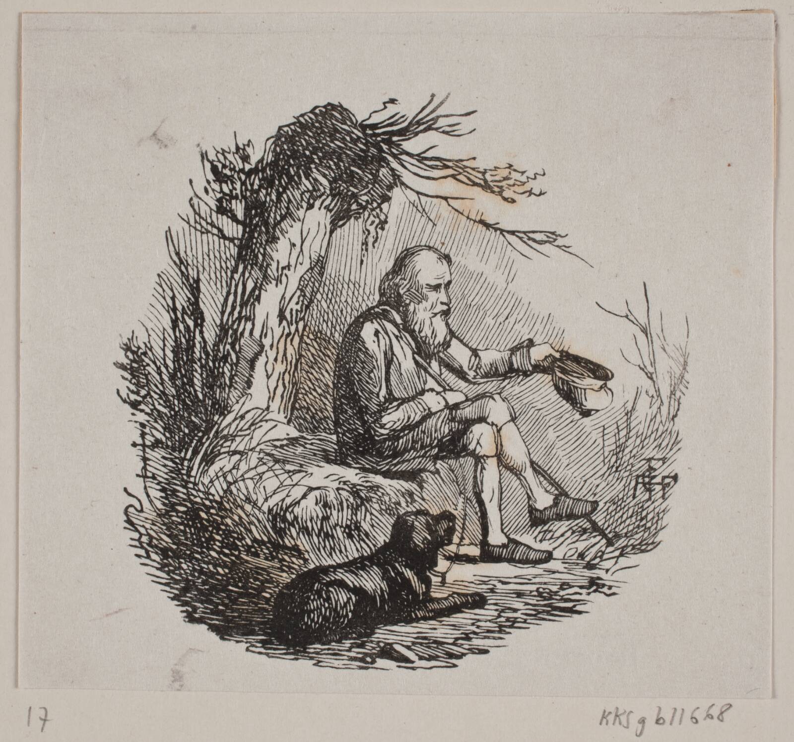Betler under en pil, Andreas Flinch, 1841