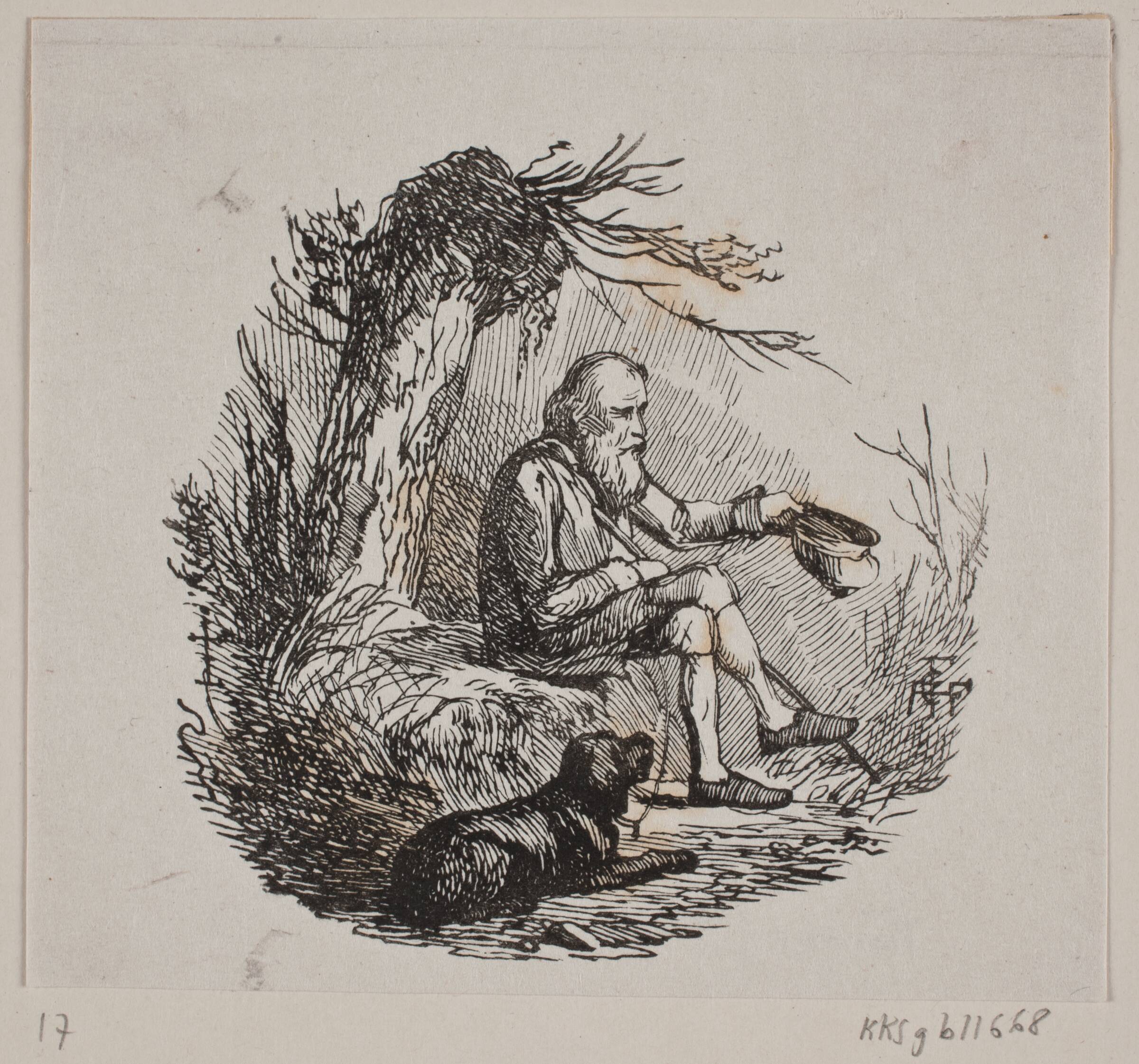 Betler under en pil, Andreas Flinch, 1841