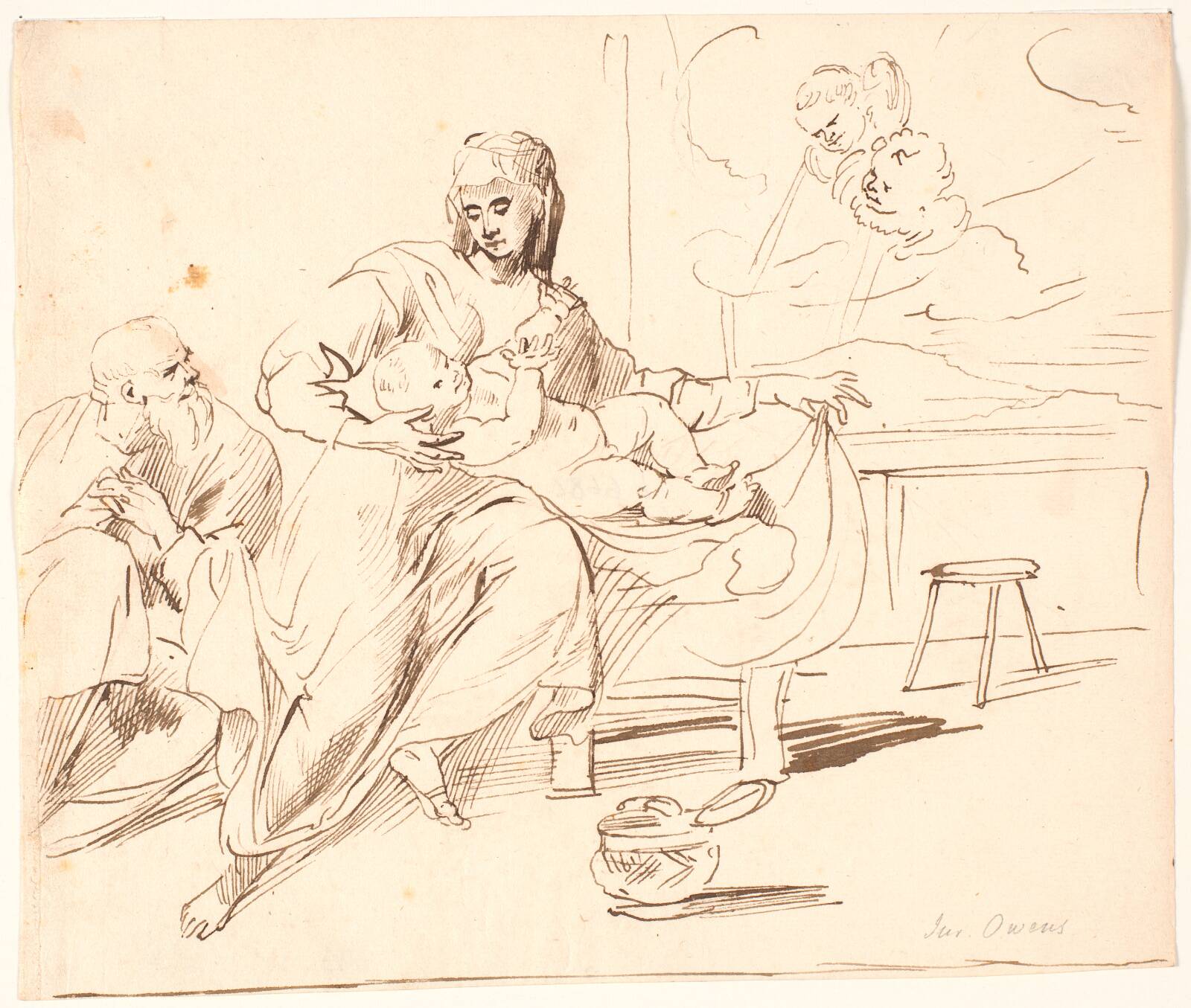 Interiør med den hellige familie, by Jürgen Ovens, 1623-1678