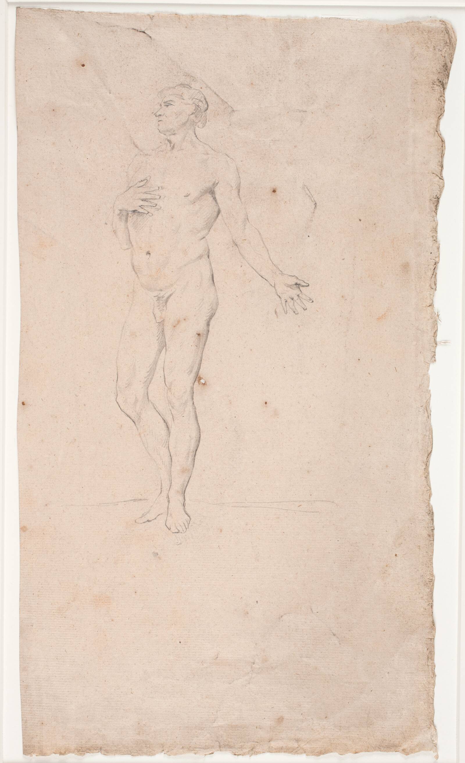 Mandlig modelstudie, stående, Hendrik Krock, 1671-1738