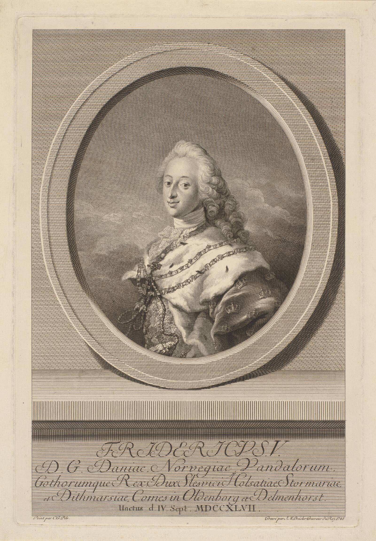Frederik V, J.M. Preisler, 1748