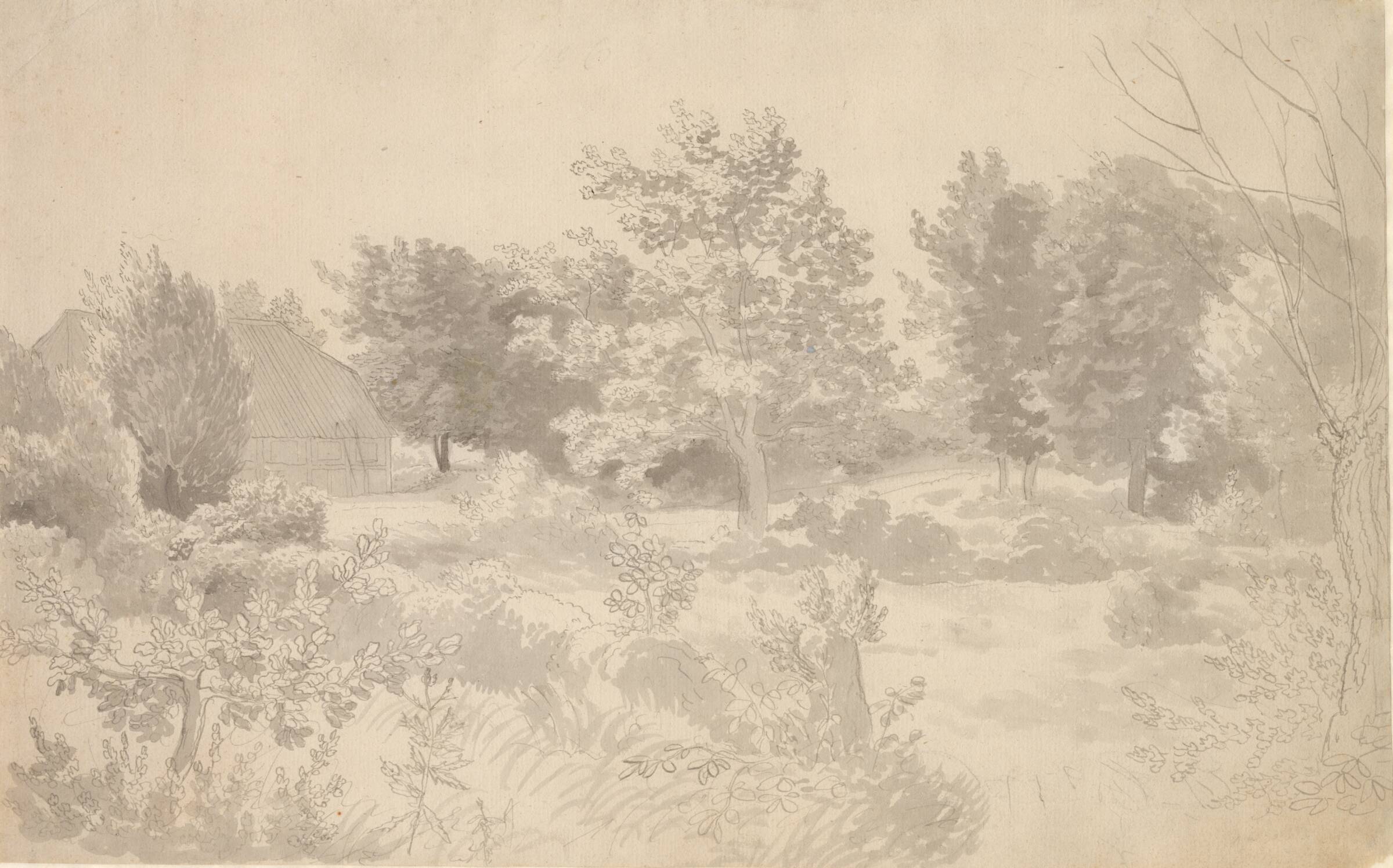 Et indelukke med træer, C.W. Eckersberg, 1783-1853