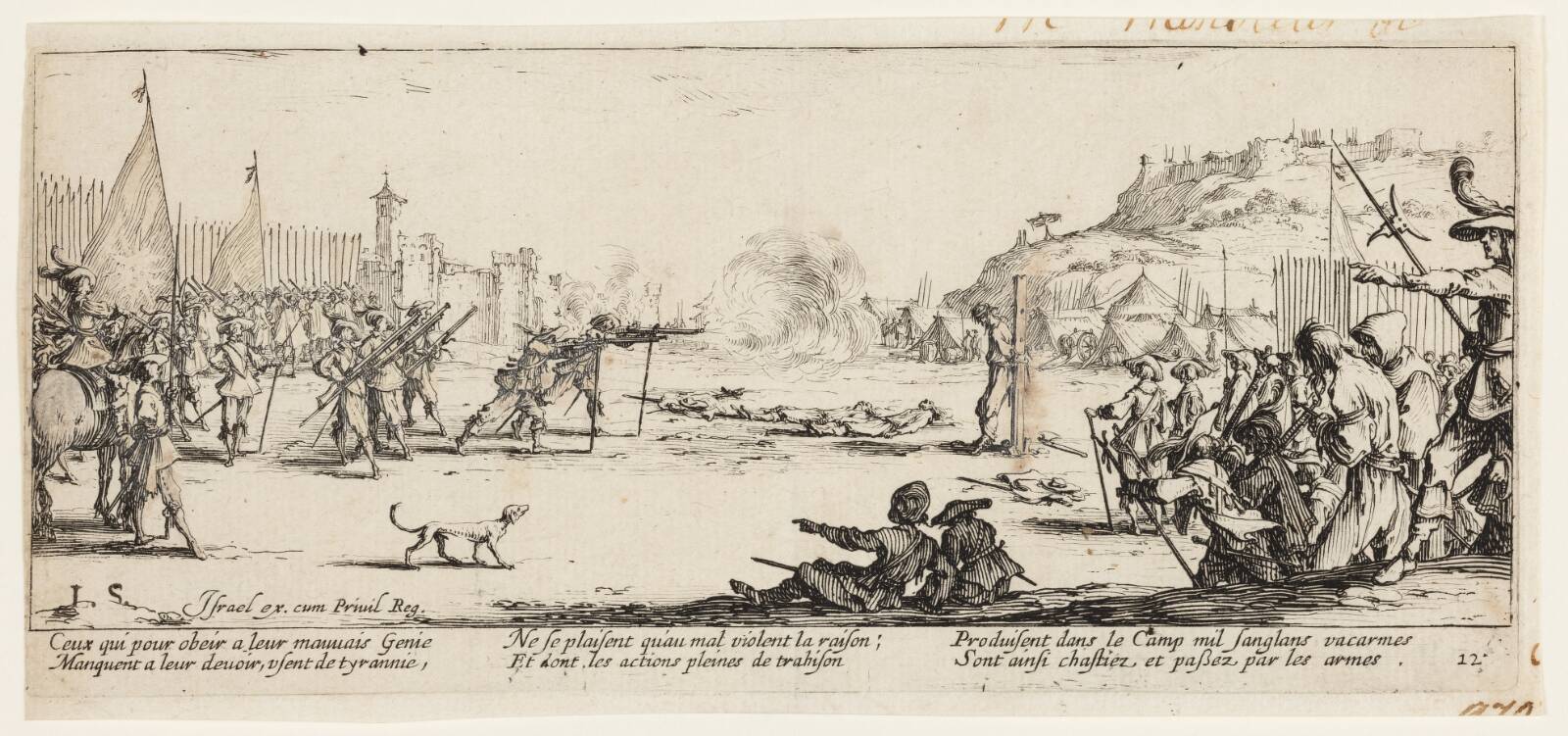 Afstraffelse ved skydning, Jacques Callot, 1633