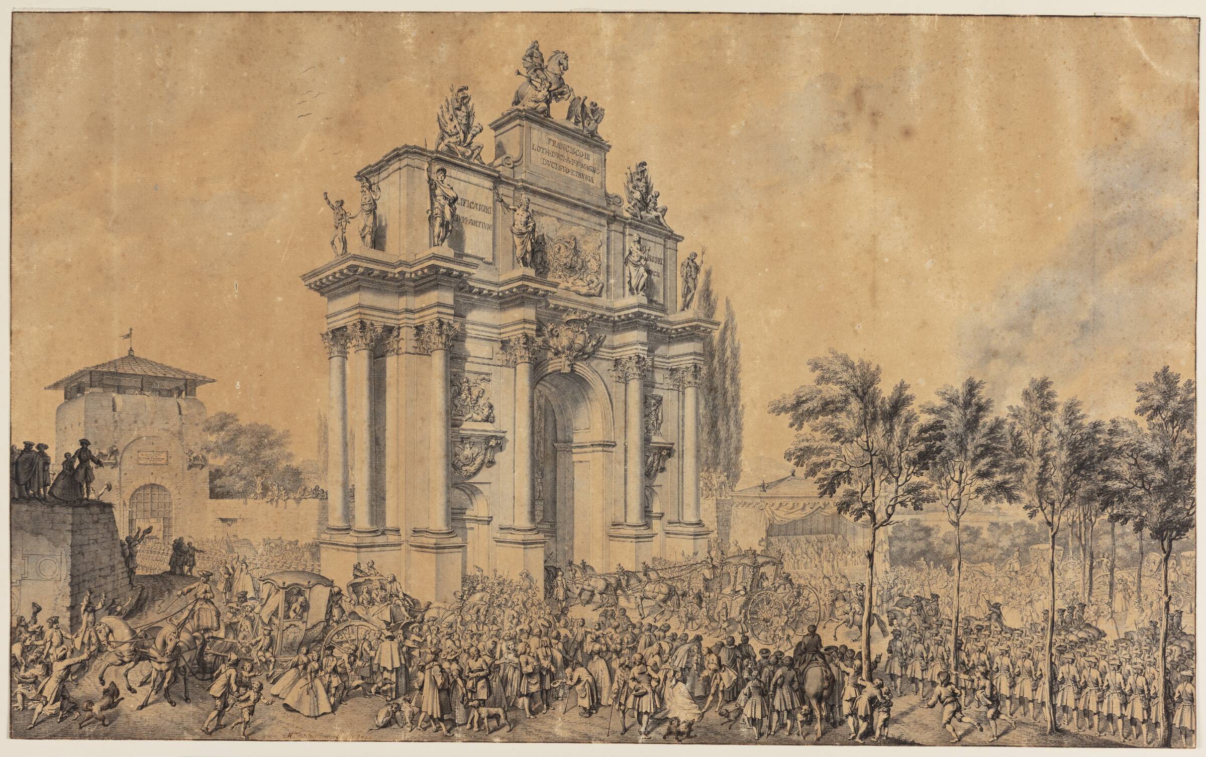 Triumfbue for Frans III af Lothringen og Maria Theresia ved deres indtog i Firenze 1739, Marcus Tuscher, 1741