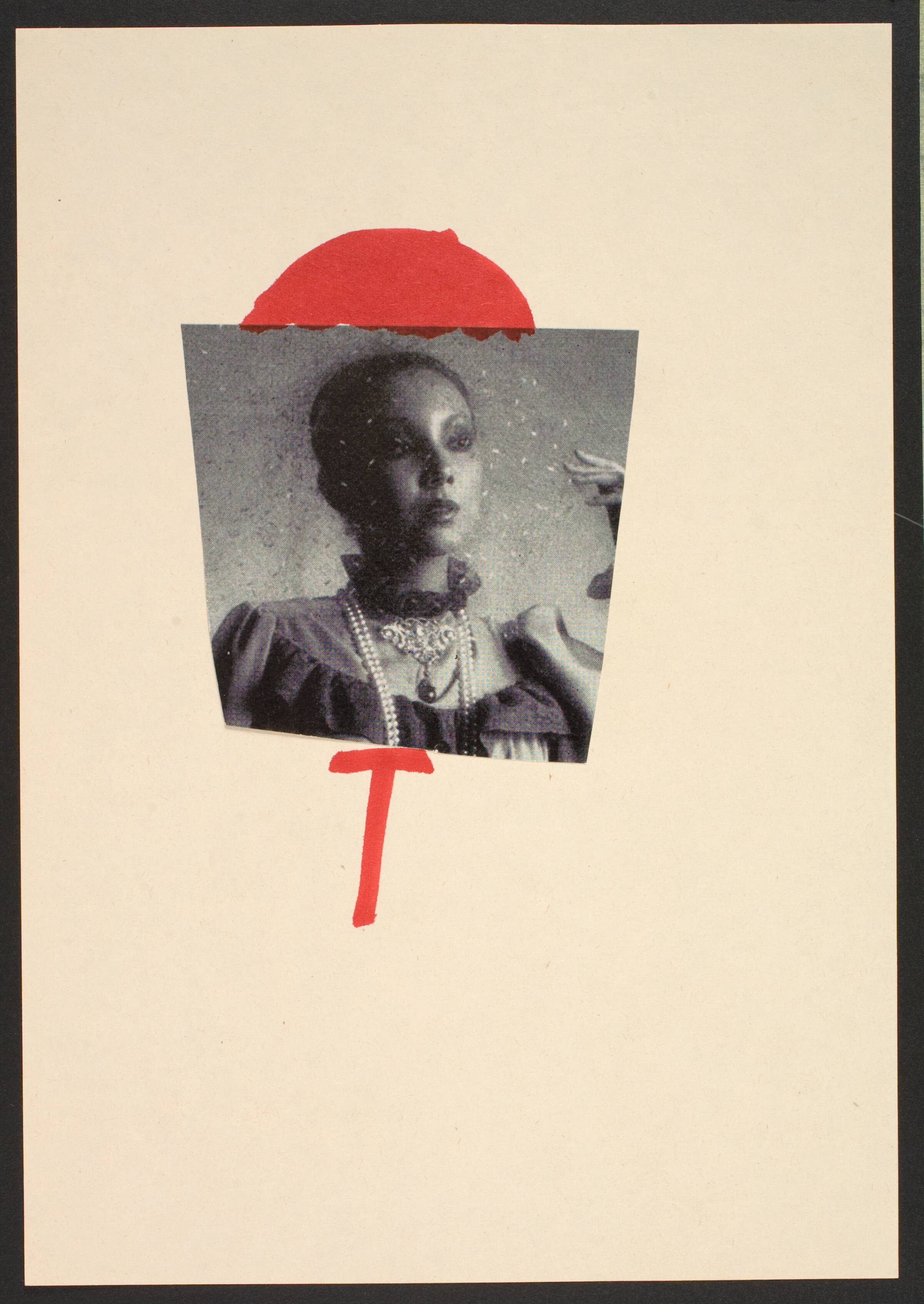 Udklip på papir med kvindetegnet, Lene Adler Petersen, 1974