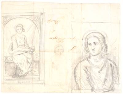 Apostelen Johannes. T.h.: studie af samme figur