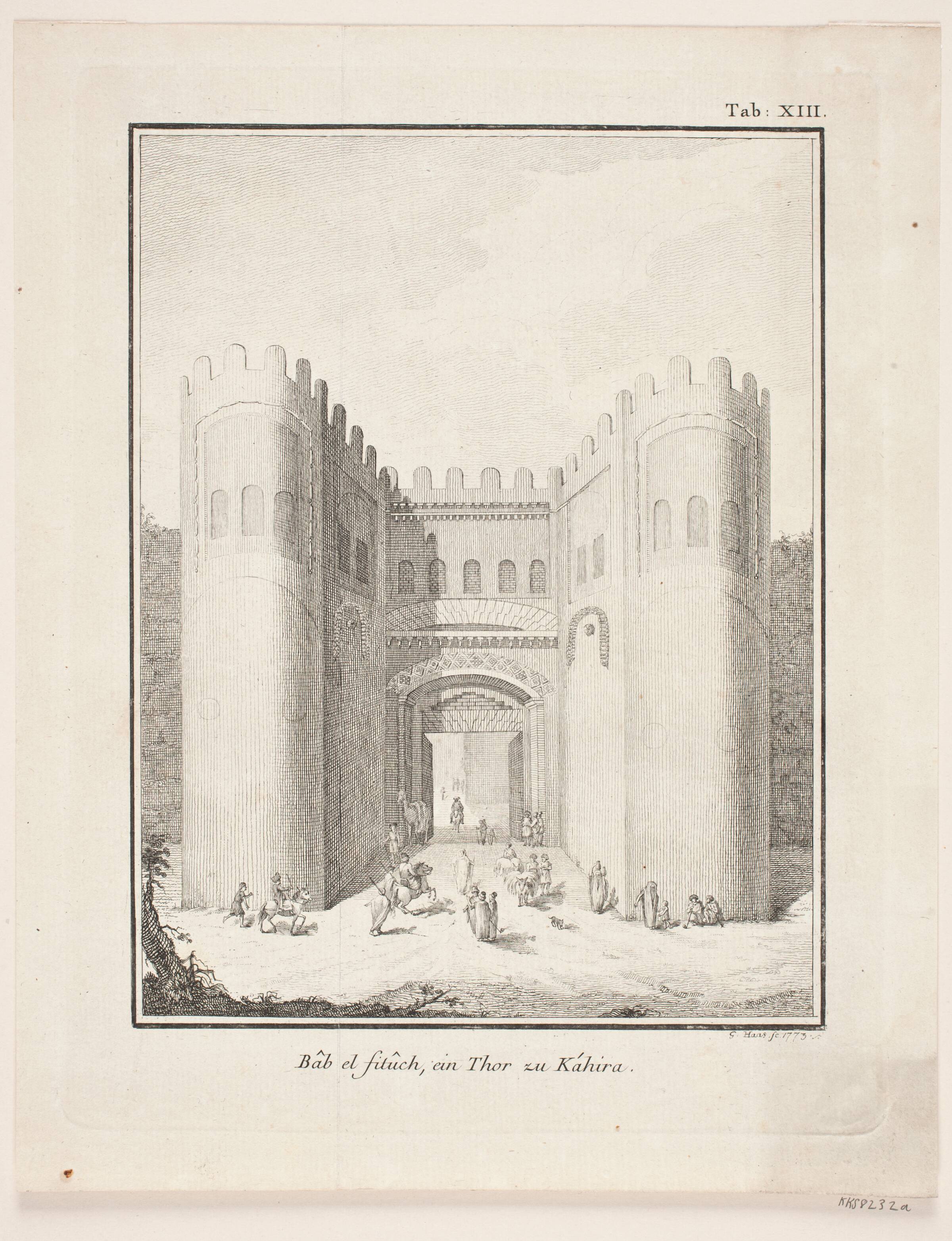 Bab el fituch, ein Thor zu Kahira. Illustration til Niebuhrs "Reisebeschreibung nach Arabien ", 1. del, Georg Haas, 1773