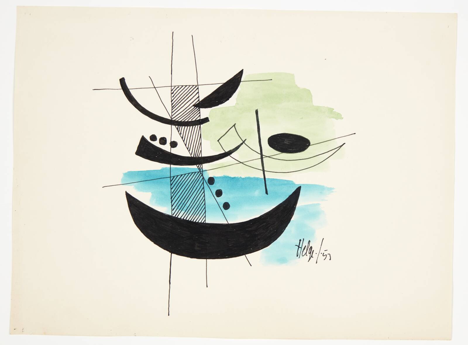 Abstrakt komposition, Helge Jacobsen, 1953