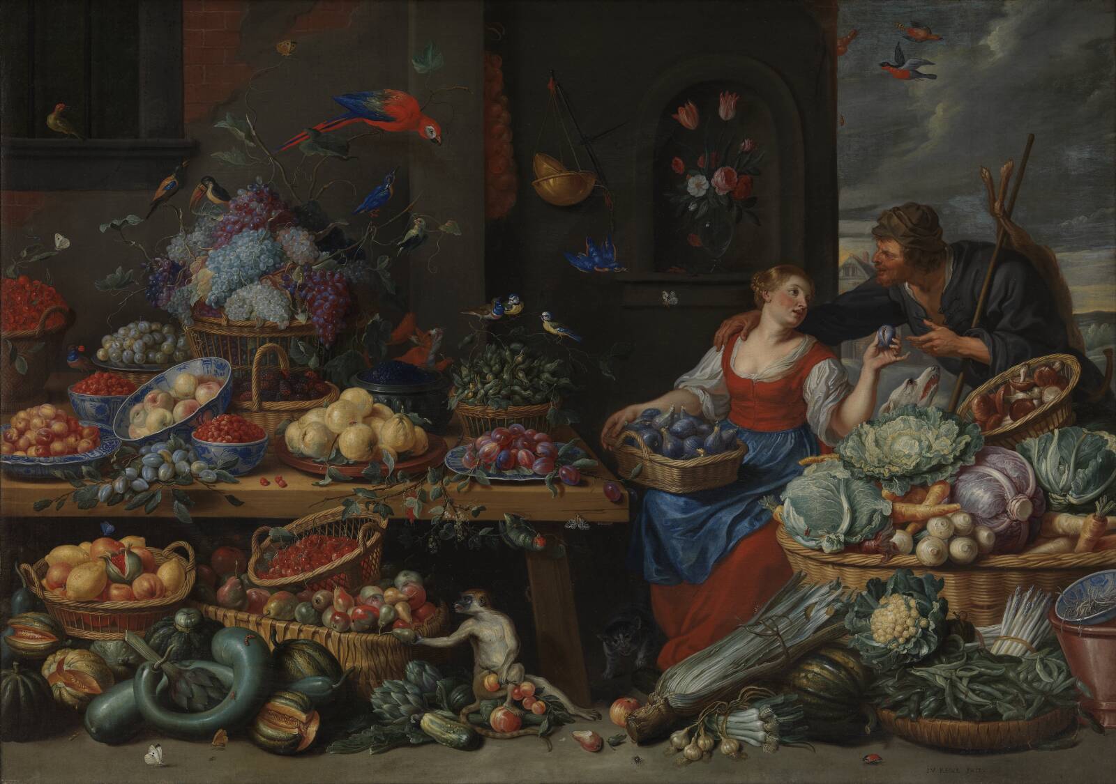 Fruit and Vegetable Market with a Young Fruit Seller, by Jan van Kessel (I), 1650-1660