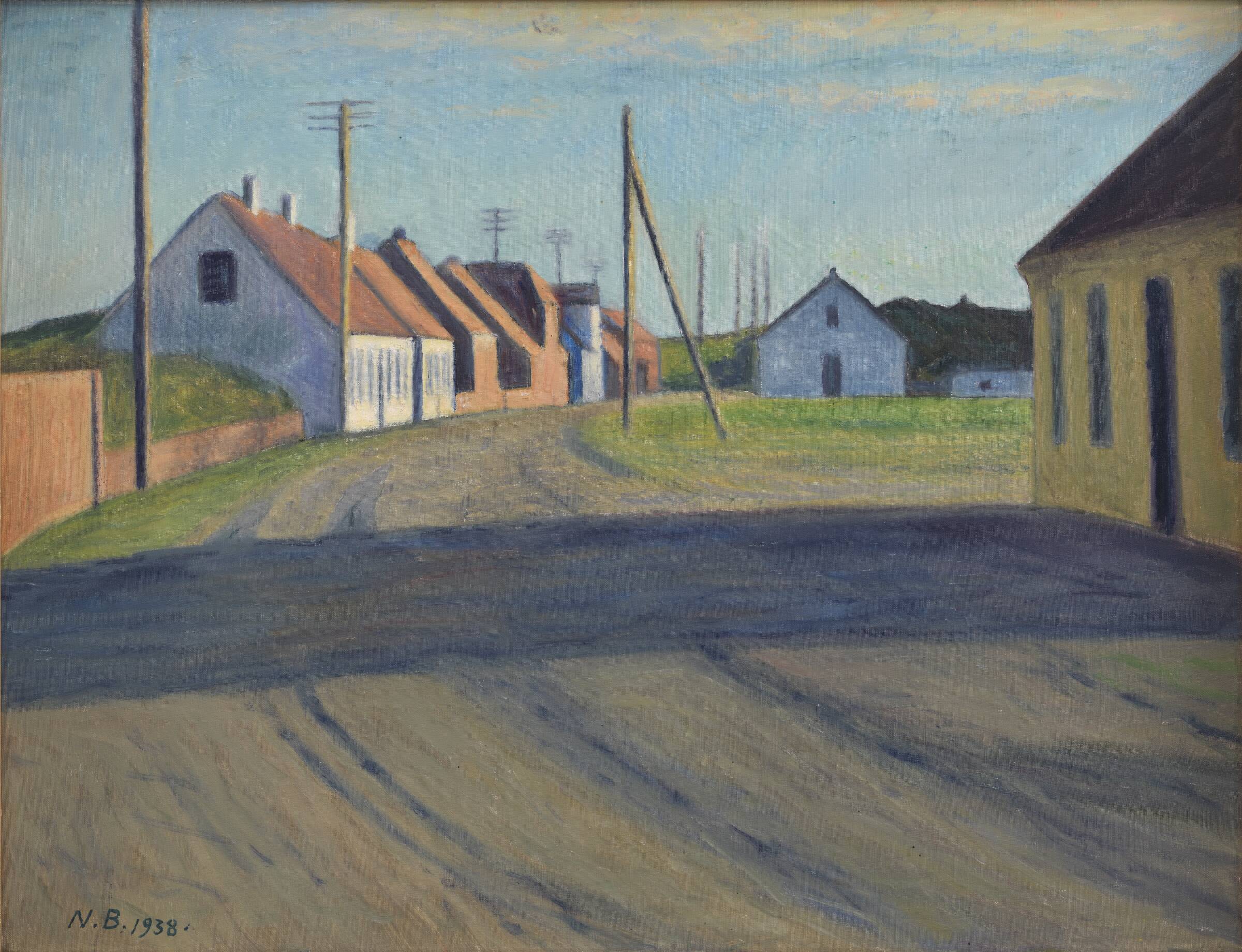 Vej i en stationsby. Strande, Niels Bjerre, 1938