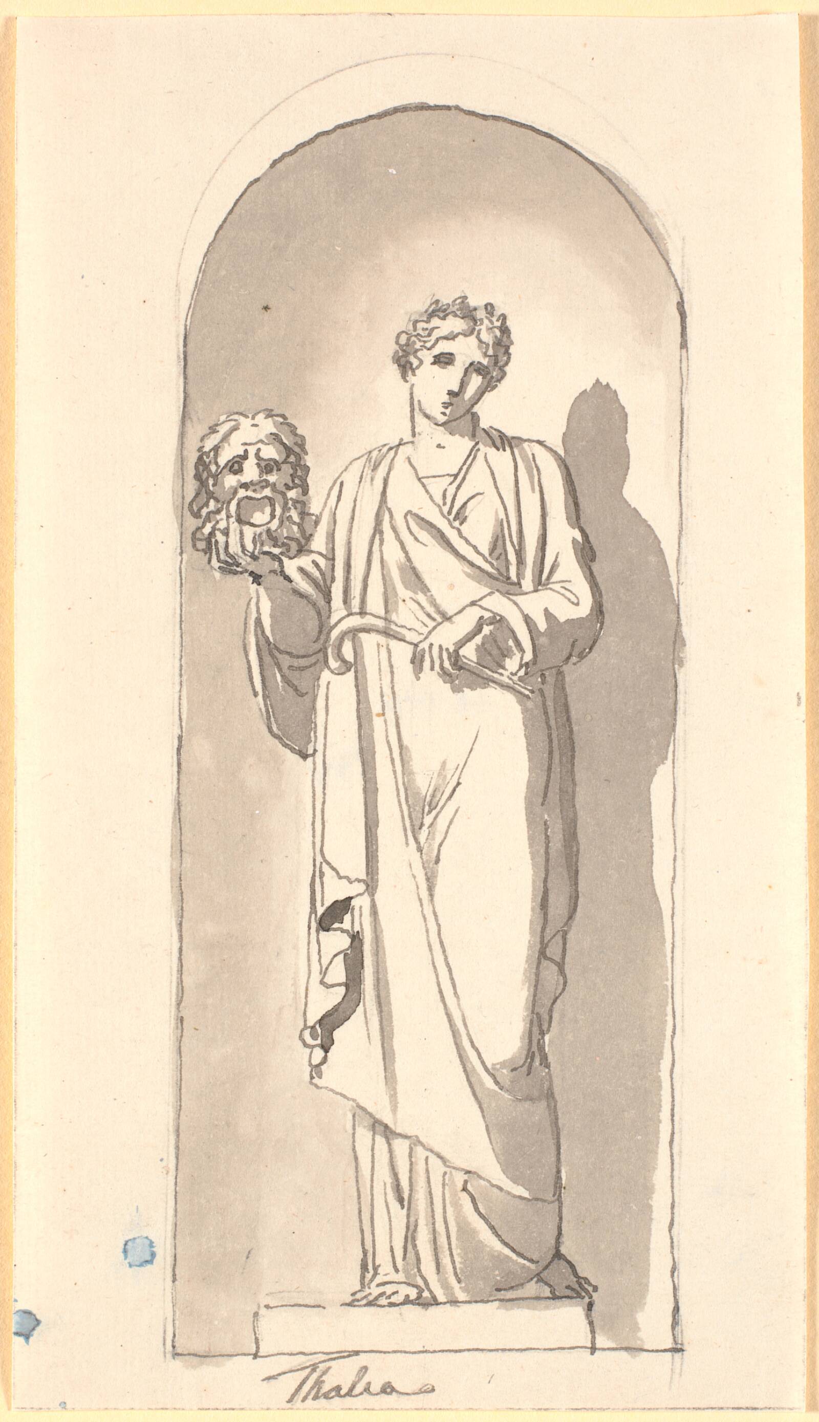 Thalia som statue i en niche, Nicolai Abildgaard, 1743-1809