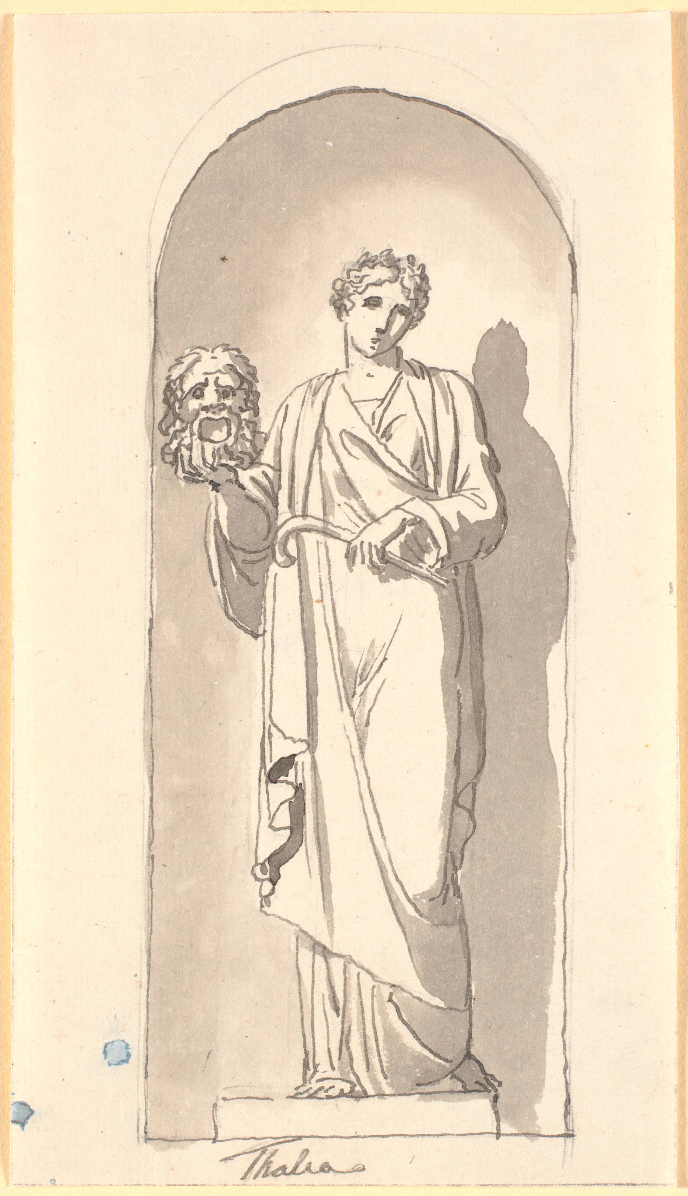 Thalia som statue i en niche, Nicolai Abildgaard, 1743-1809