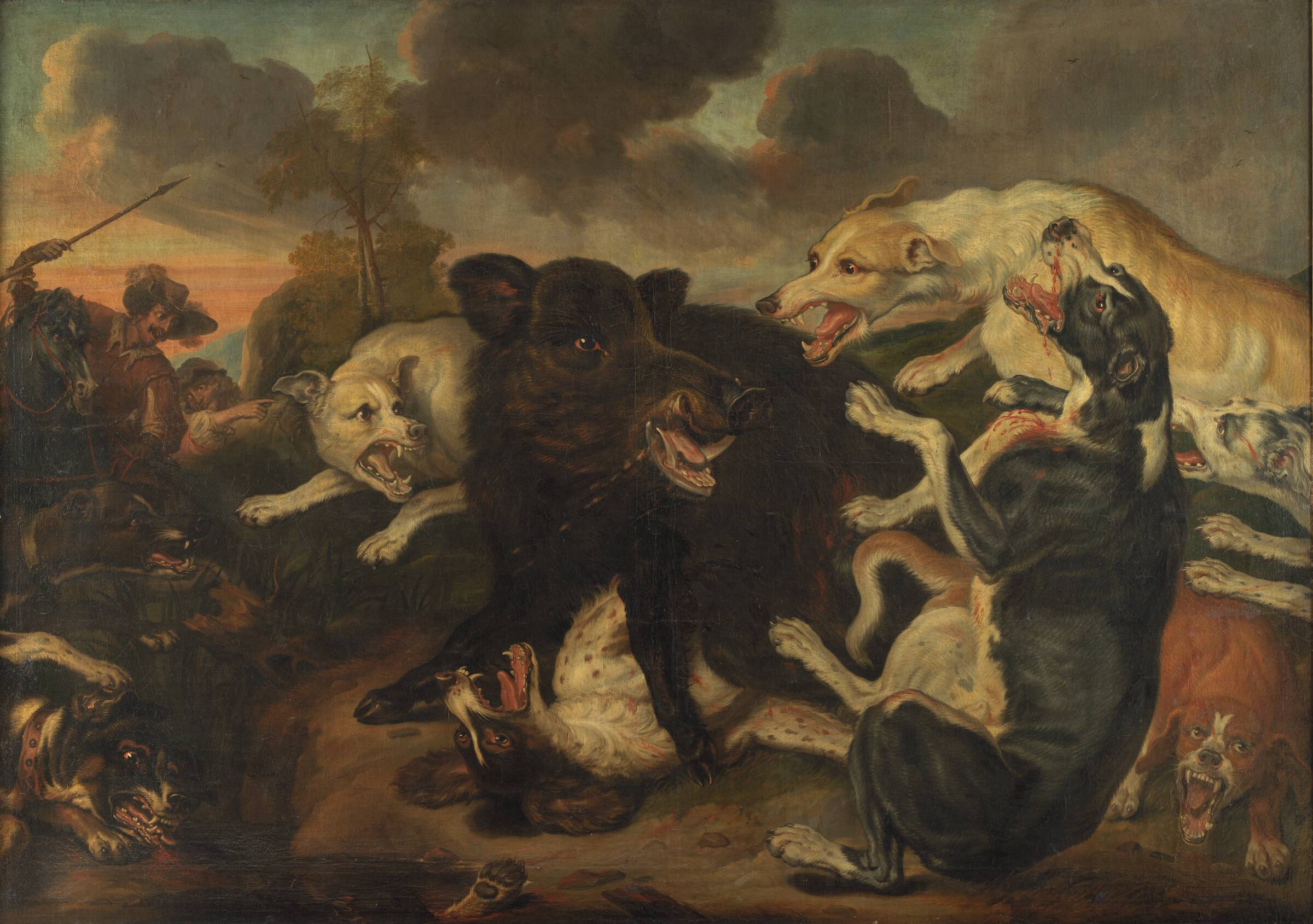 En vildsvinejagt, Juriaen Jacobsz., 1677