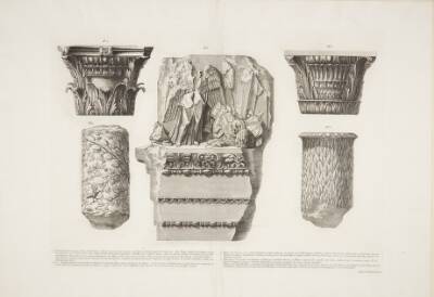 Fragmenter af arkitrav, søjler og kapitæler i marmor, fra S. Bartolomeo all'Isola, Palazzo Capizucchi mm.