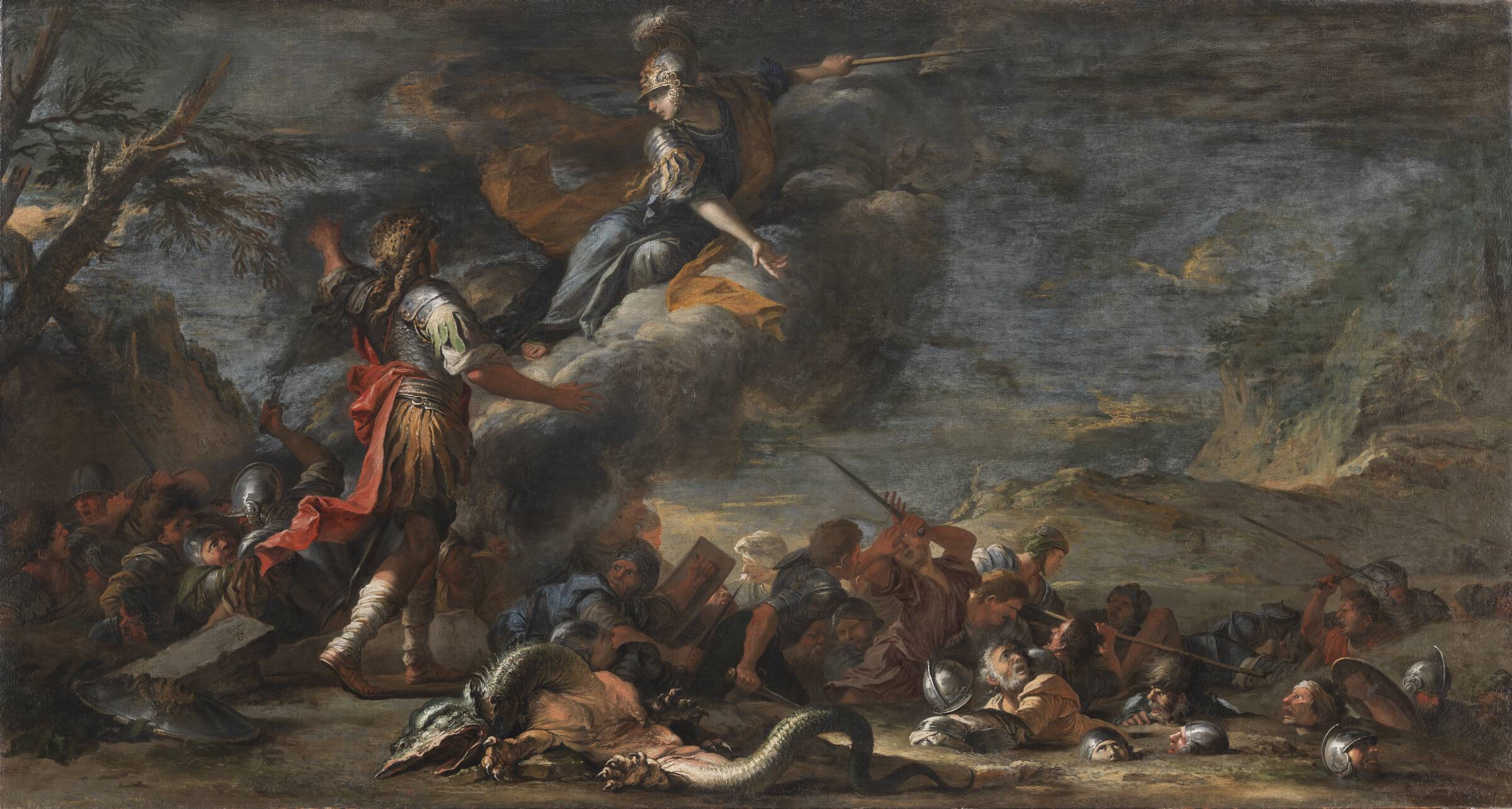 Byen Thebens grundlæggelse, Salvator Rosa, 1661