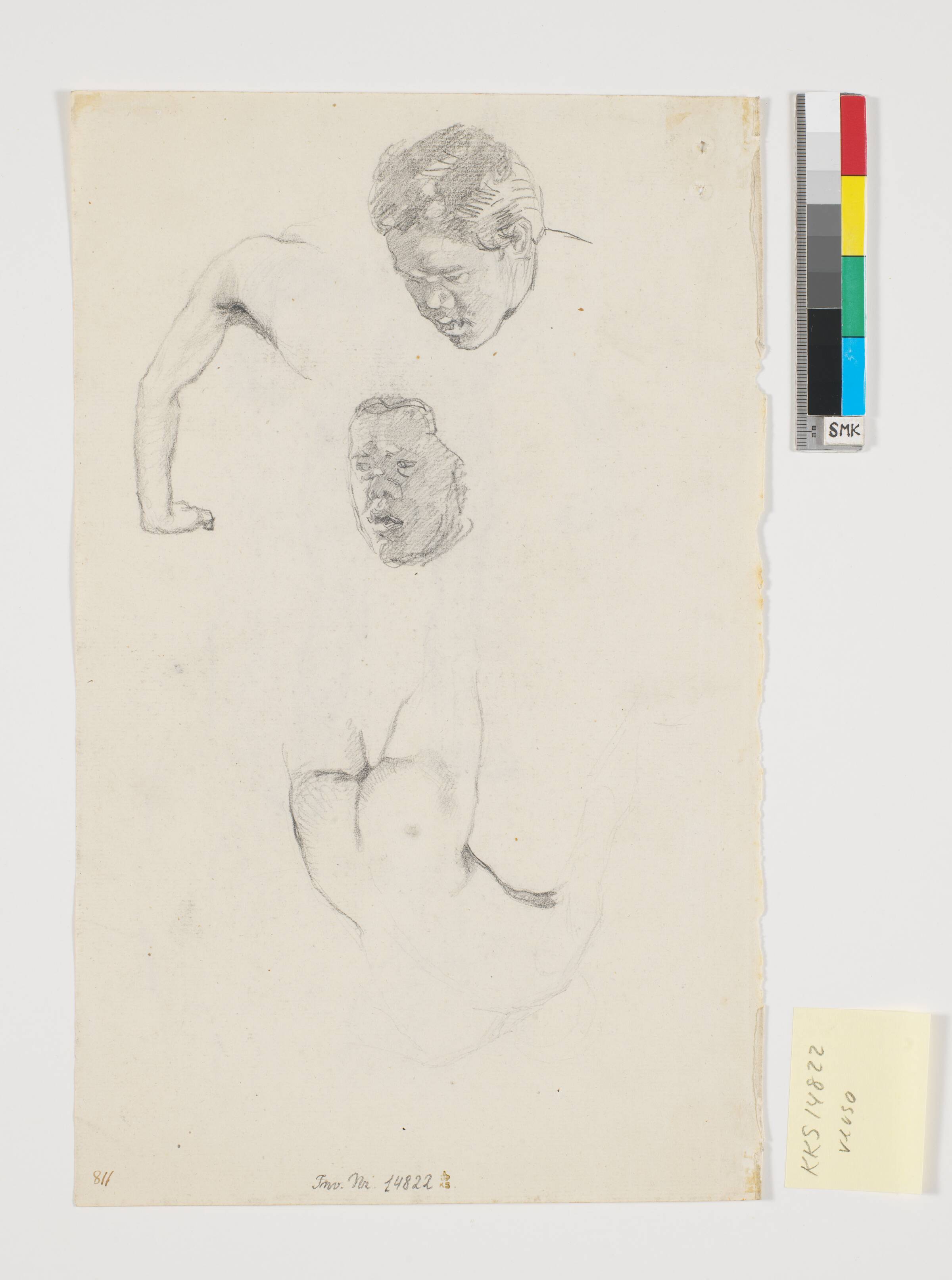 Fire studier efter samme model som recto, Niels Skovgaard, 1887