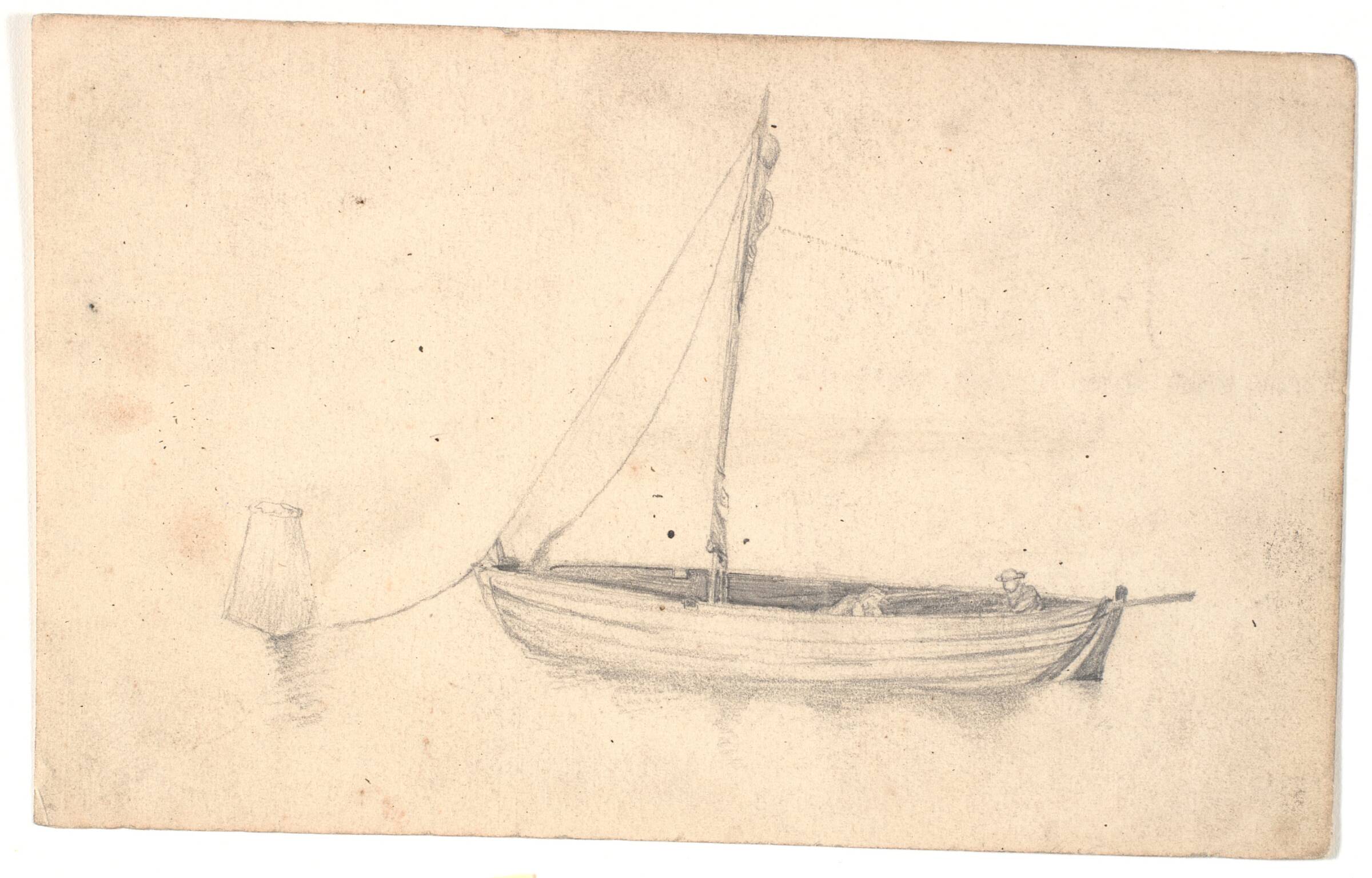 Sejlbåd fortøjet ved en bøje, L.A. Ring, 1854-1933
