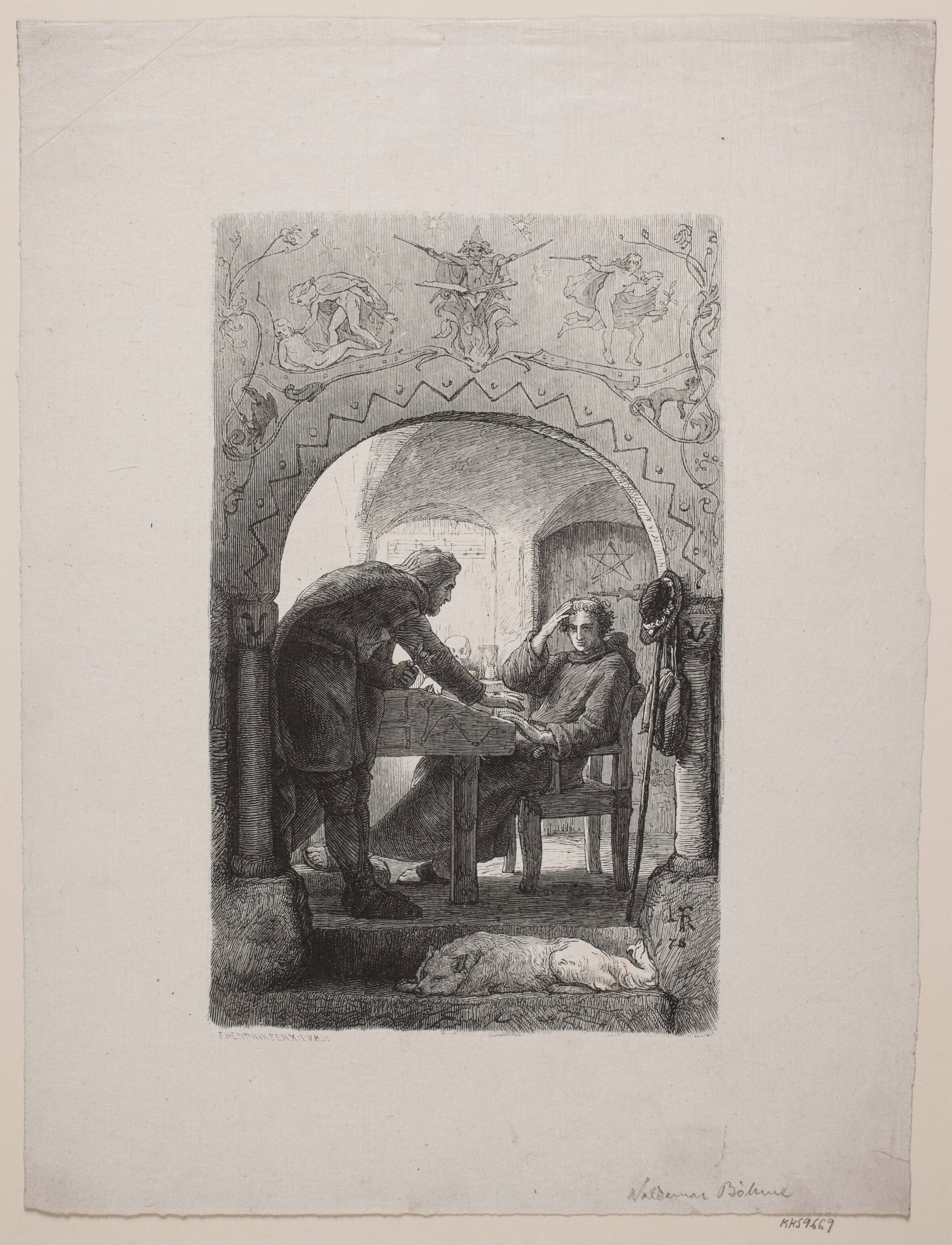 Den hellige biskop Jon og Sæmund Frode, Waldemar Bøhme, 1878