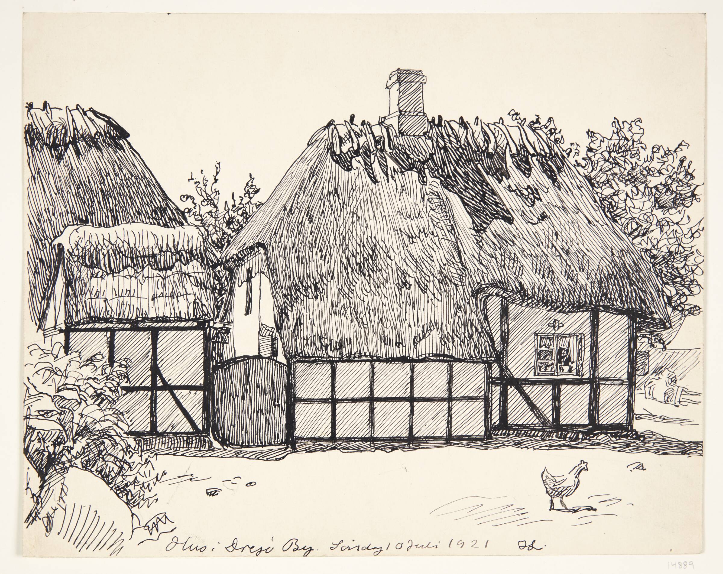 "Hus i Drejø by". Drejø, Johannes Larsen, 1921