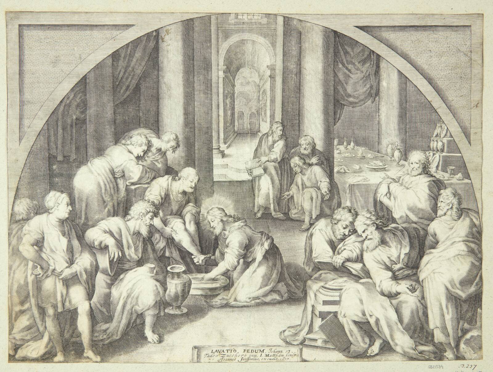 Kristus vasker apostlenes fødder, Jacob Matham, 1617