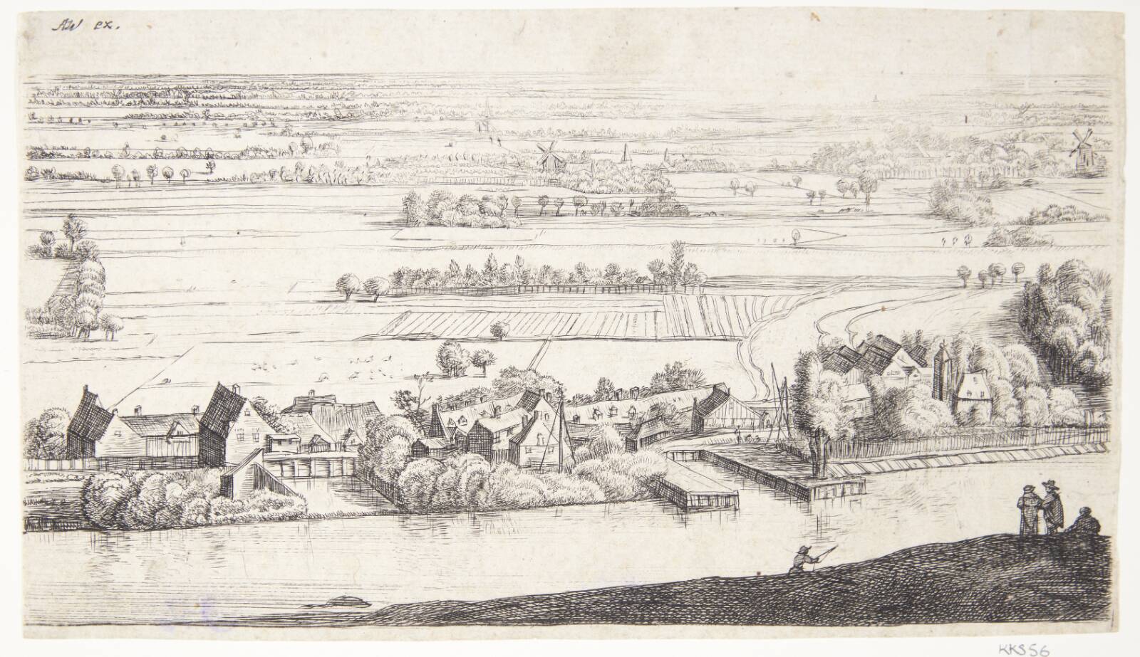 Landsby ved en flod, Anthonie Waterloo, 1625-1674