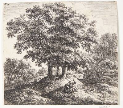 Siddende mand og kvinde ved en hulvej