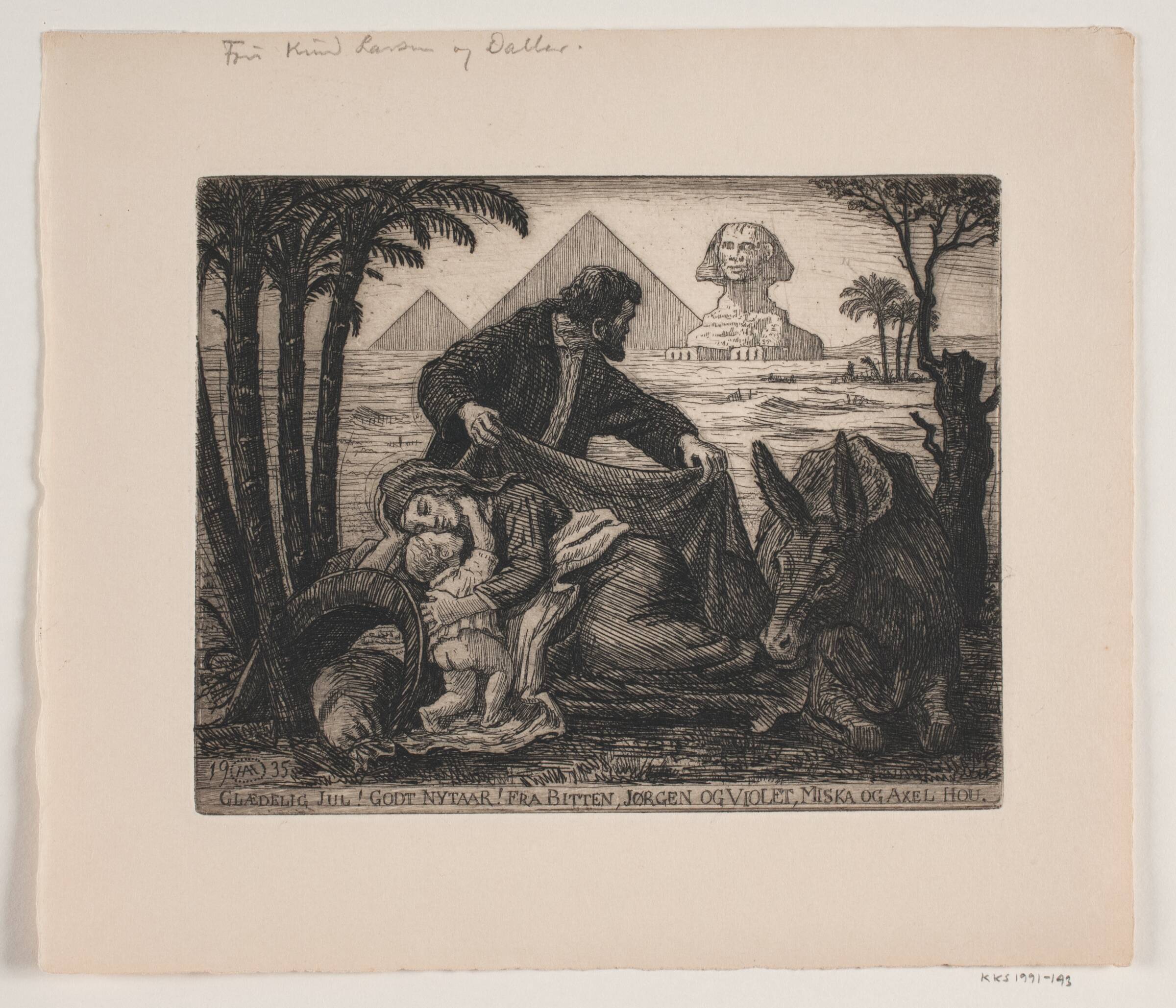 Jule- og nytårskort, Axel Hou, 1935