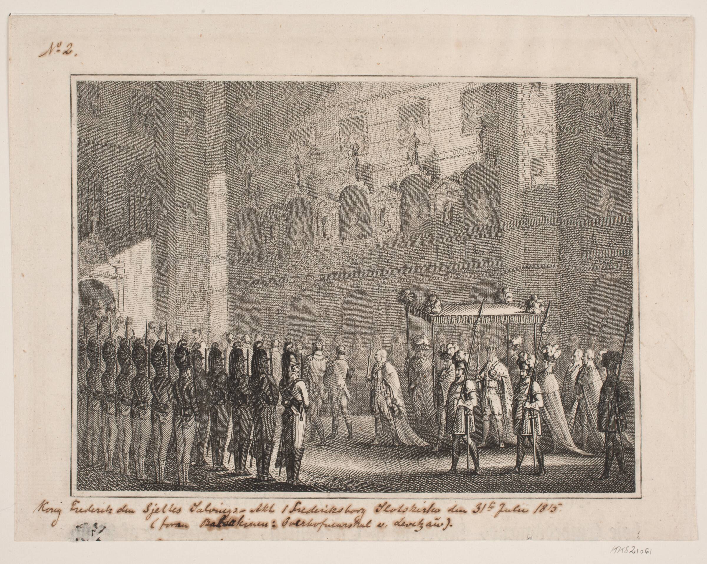 Frederik VI går i procession til kirken, WIlhelm Heuer, 1817