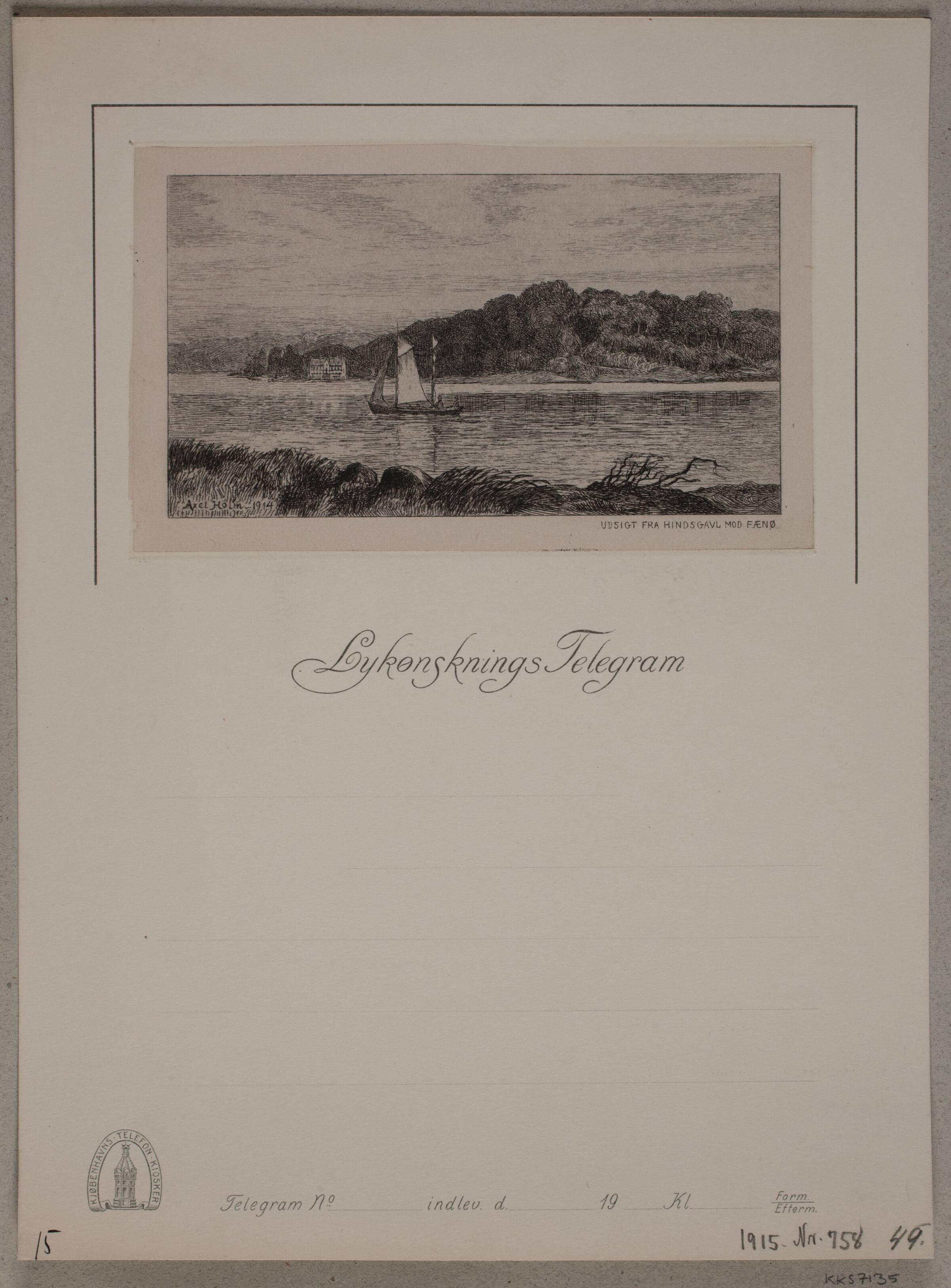 Udsigt fra Hindsgavl mod Fænø, Axel Holm, 1914