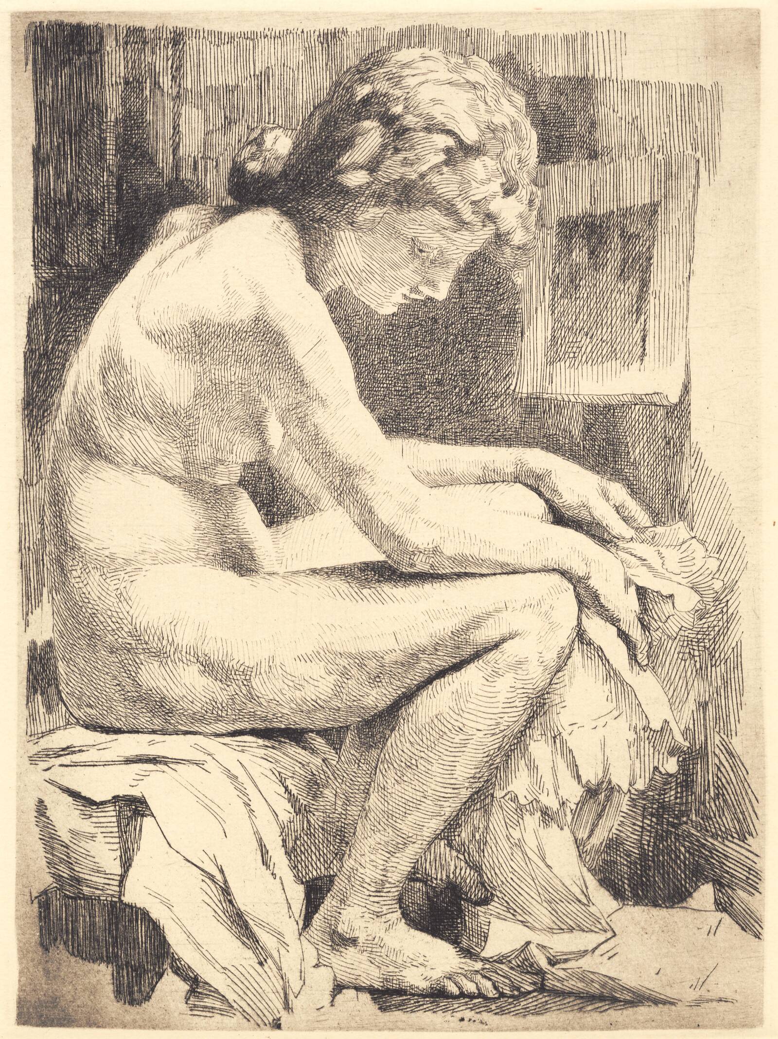 Ung nøgen kvinde, siddende, Frans Schwartz, 1901