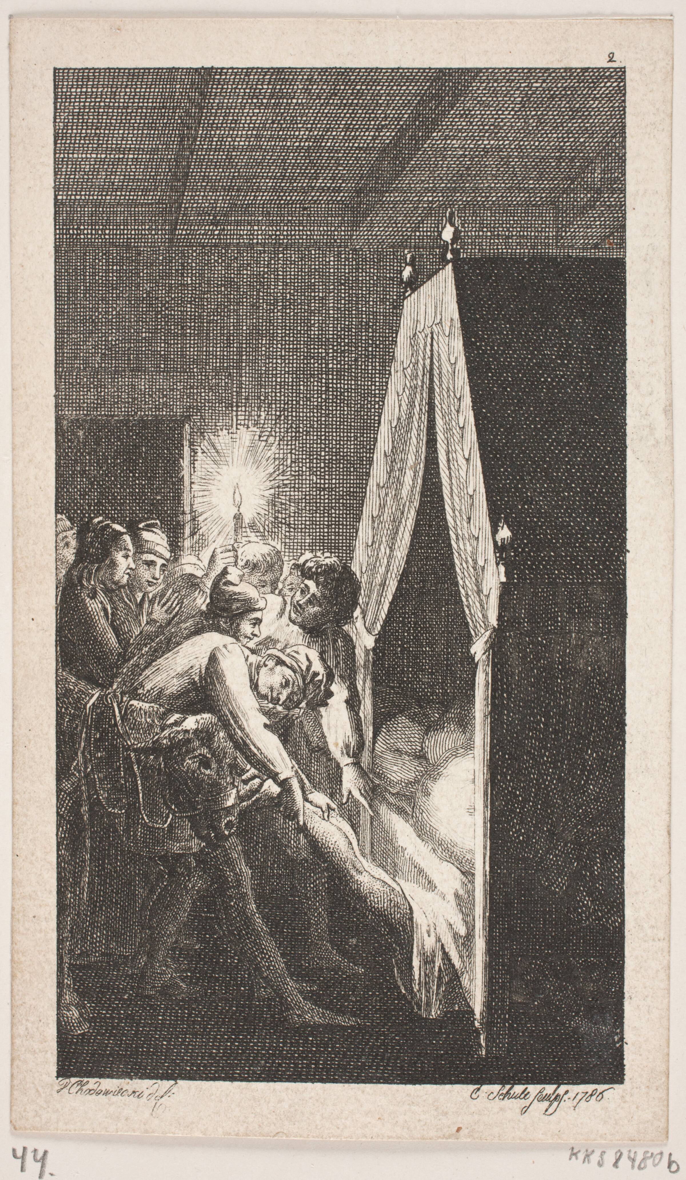 Titelvignet til Smollett "Peregrine Pickles Tildragelser", Georg Christian Schule, 1786